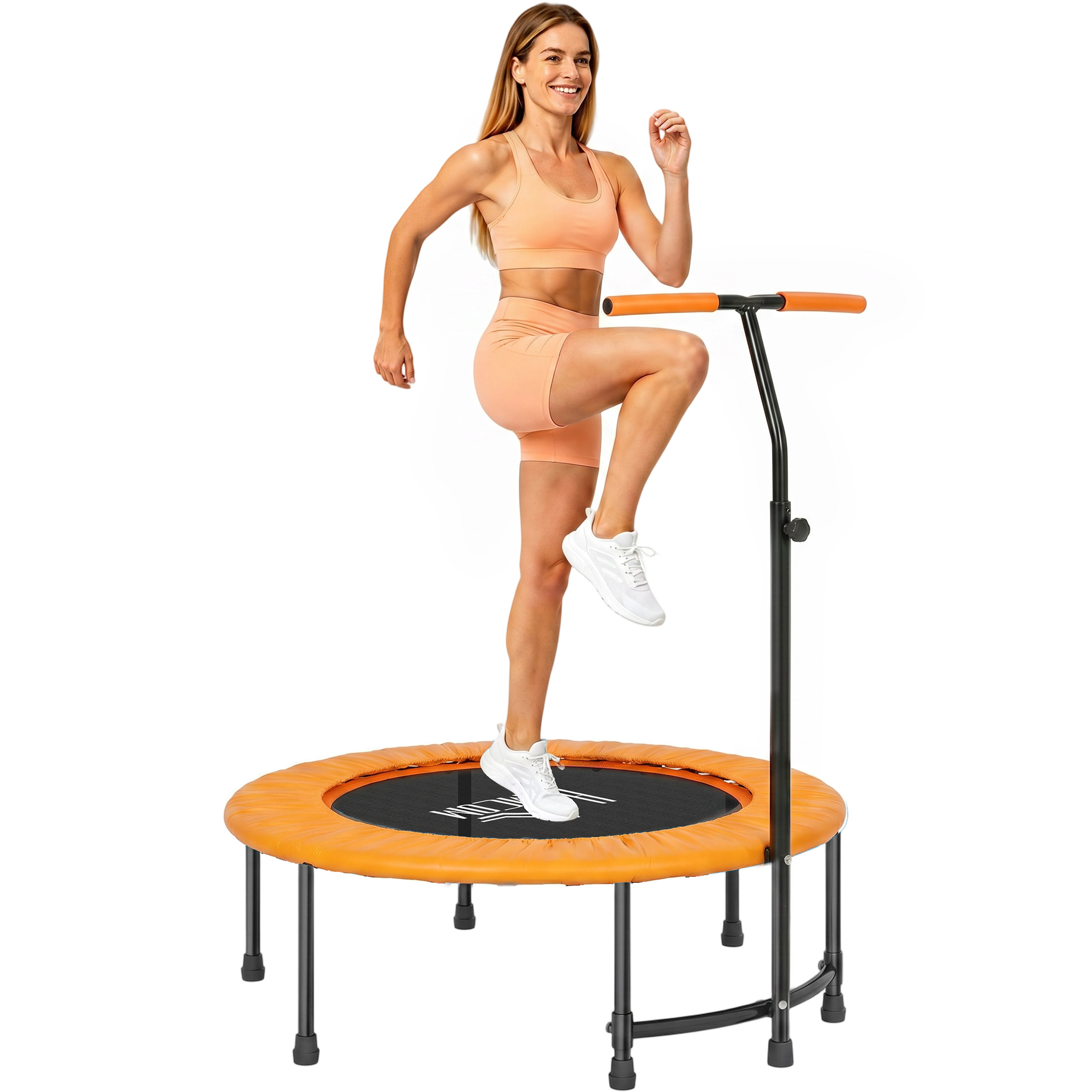 40" Fitness Trampoline With Adjustable Handle,Rebounder Trampoline,Mini Jumper For Indoor Exercise Workout,Orange — 1