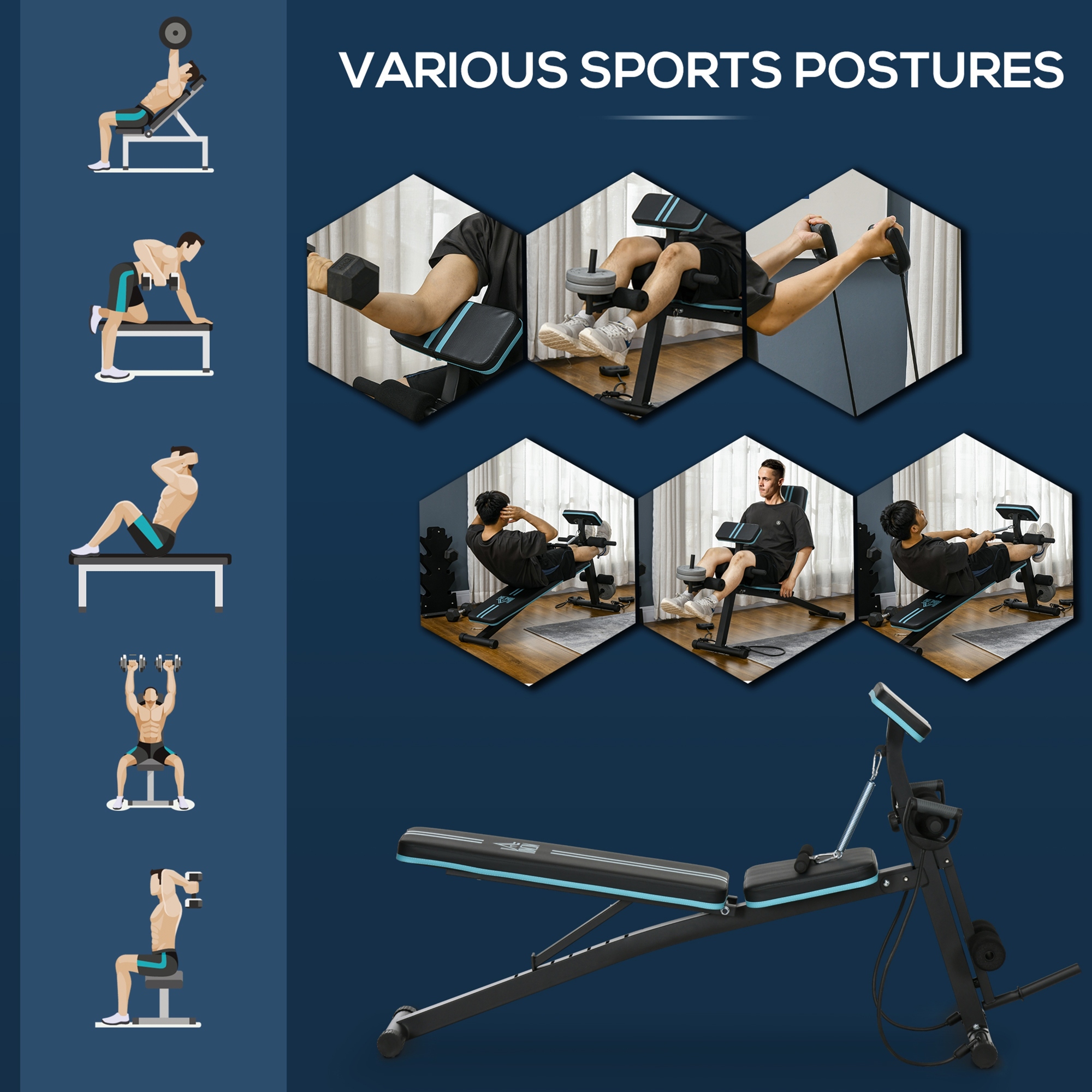 Foldable Weight Bench,Adjustable Strength Training Sit Up Ab — image 4