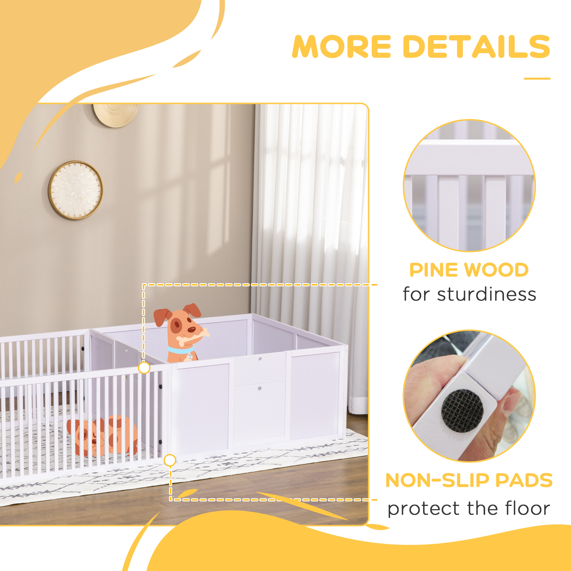 7 Panels Playpen With 3 Doors For Baby Dogs,Two-Room Design Puppy Whelping — image 2
