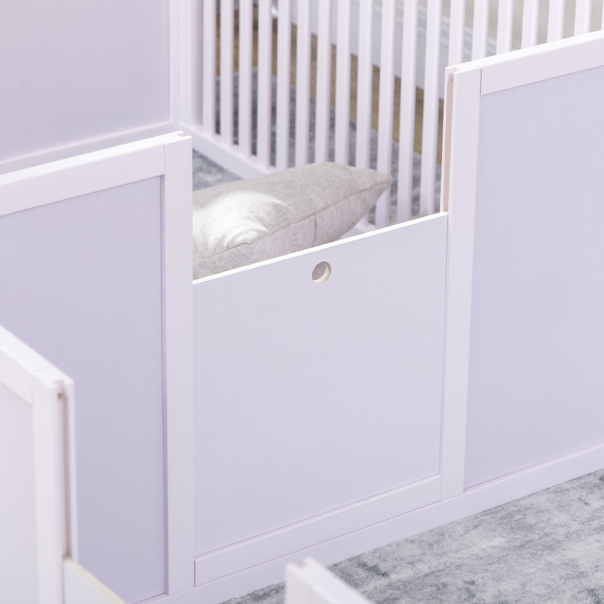 7 Panels Playpen With 3 Doors For Baby Dogs,Two-Room Design Puppy Whelping
