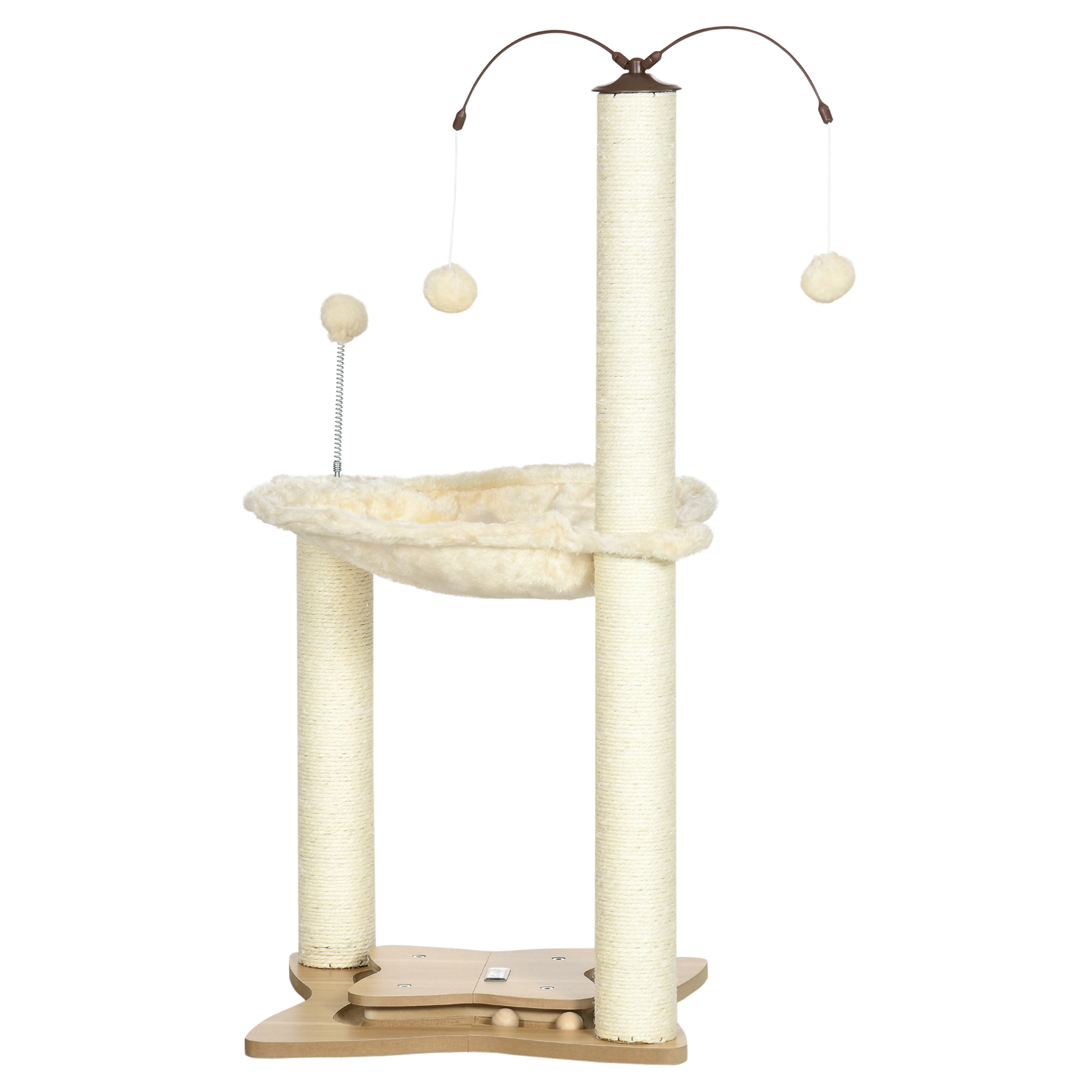 Cat Tree,with Scratching Posts,Hammock,Toy Ball-Beige detail photo 4