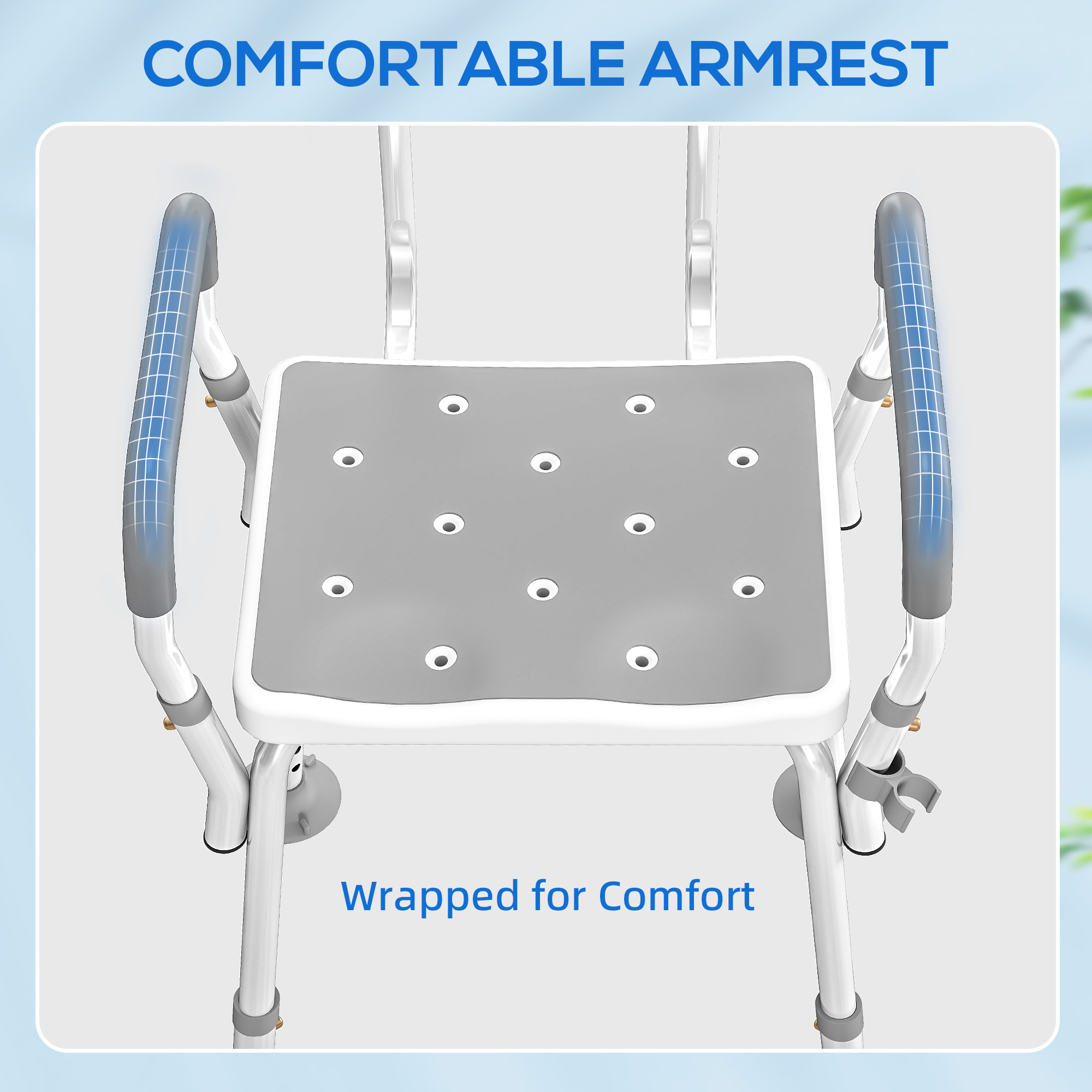 EVA Padded Shower Chair For The Elderly And Disabled,Height Adjustable Stool — image 2