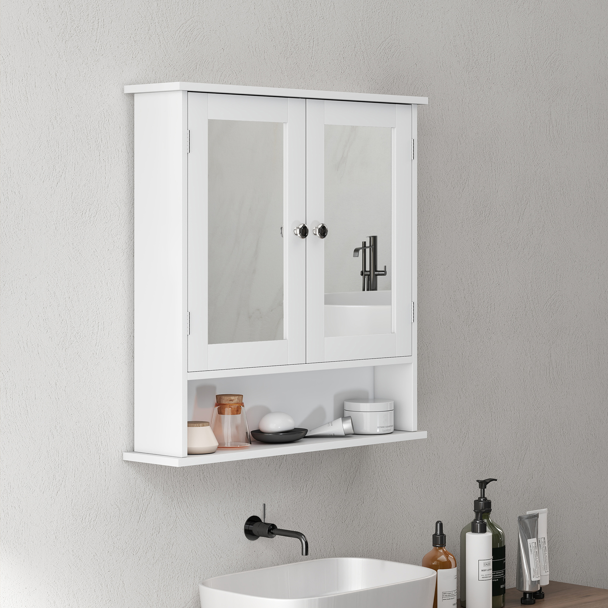 Bathroom Wall Storage Cabinet-White — image 5