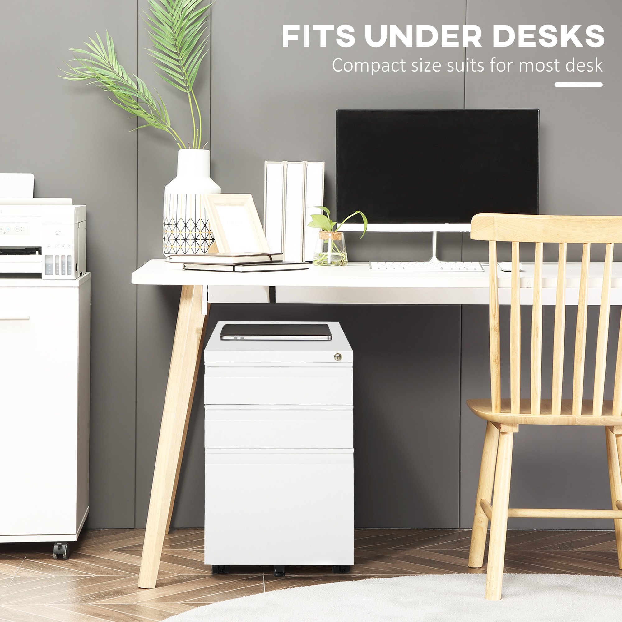 3 Drawer Filling Cabinet,Mobile Metal File Cabinet With Anti-tilt Design