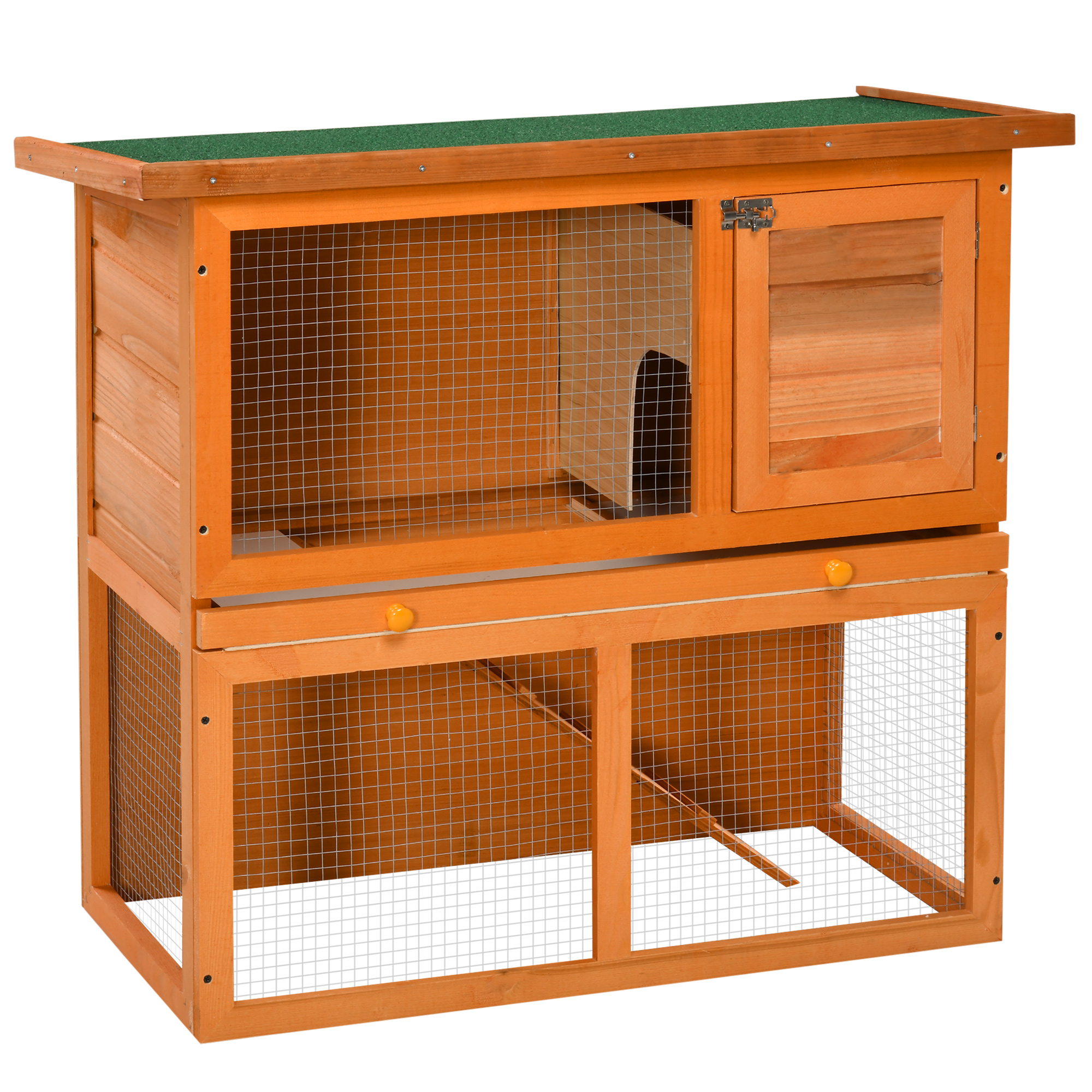 Two-Tier Rabbit Hutch,Wooden Outdoor Pet Cage,with Opening Top
