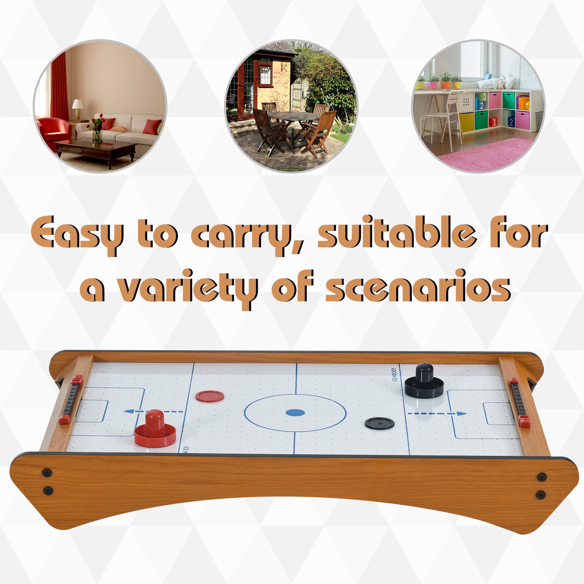 2.5FT Tabletop Air Hockey Game Table Wooden Portable Party Gaming Toy For Kids