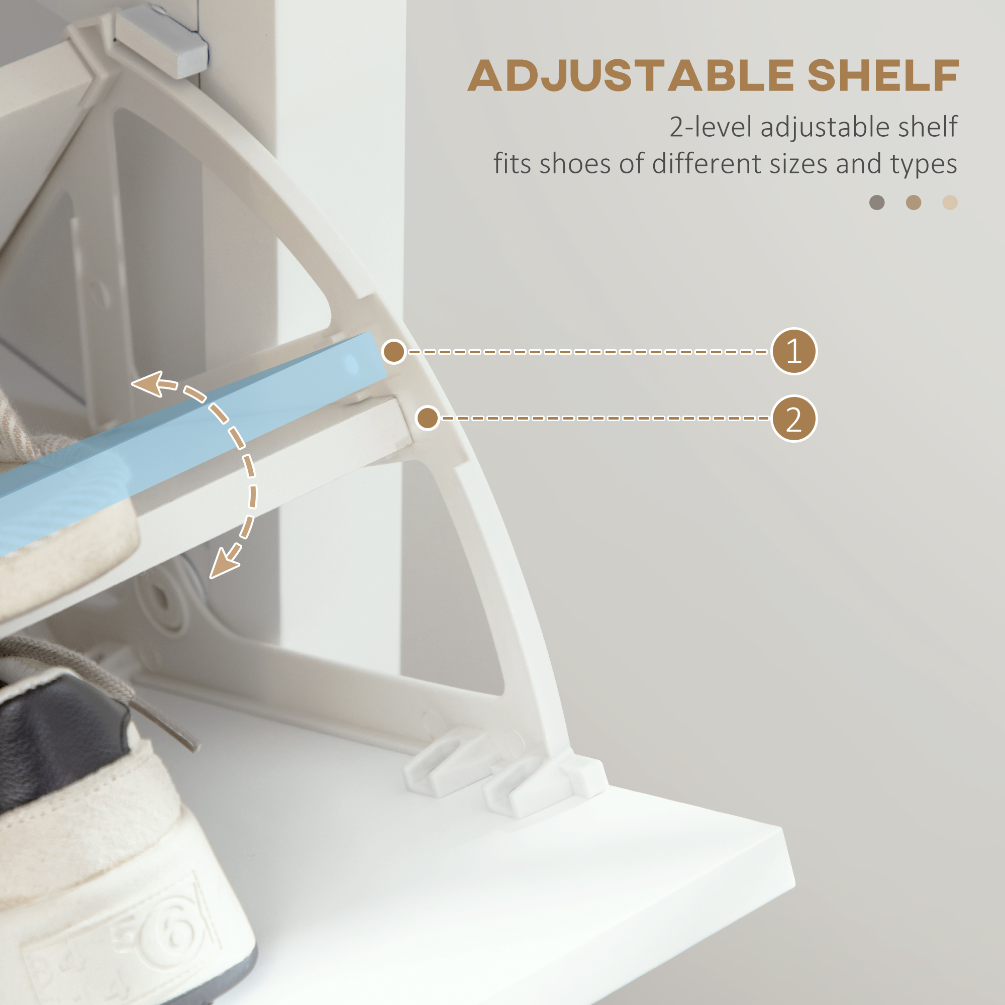 Modern Shoe Cabinet With 2 Flip Drawers And Adjustable Shelves,Narrow Storage — image 3