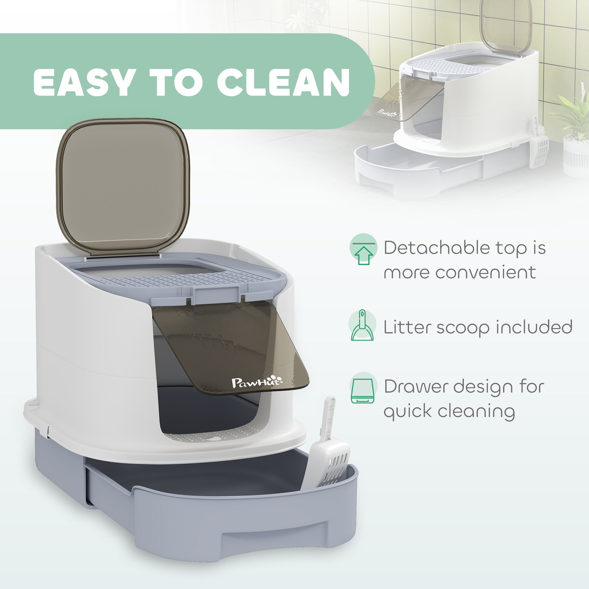 Cat Litter Box With Lid,Scoop,Deodorisation Bags,Top Entry — image 2
