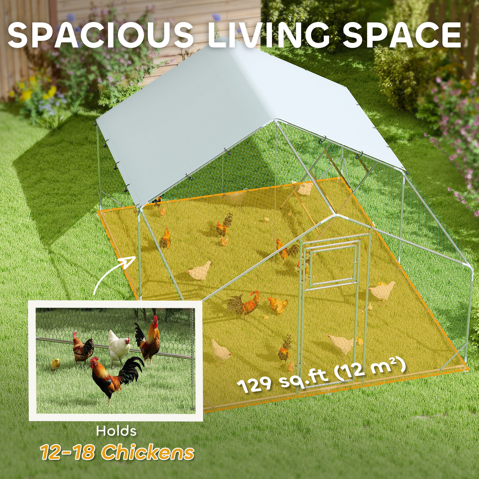 Walk-in Chicken Run Cover,Feeding Door,Hanging