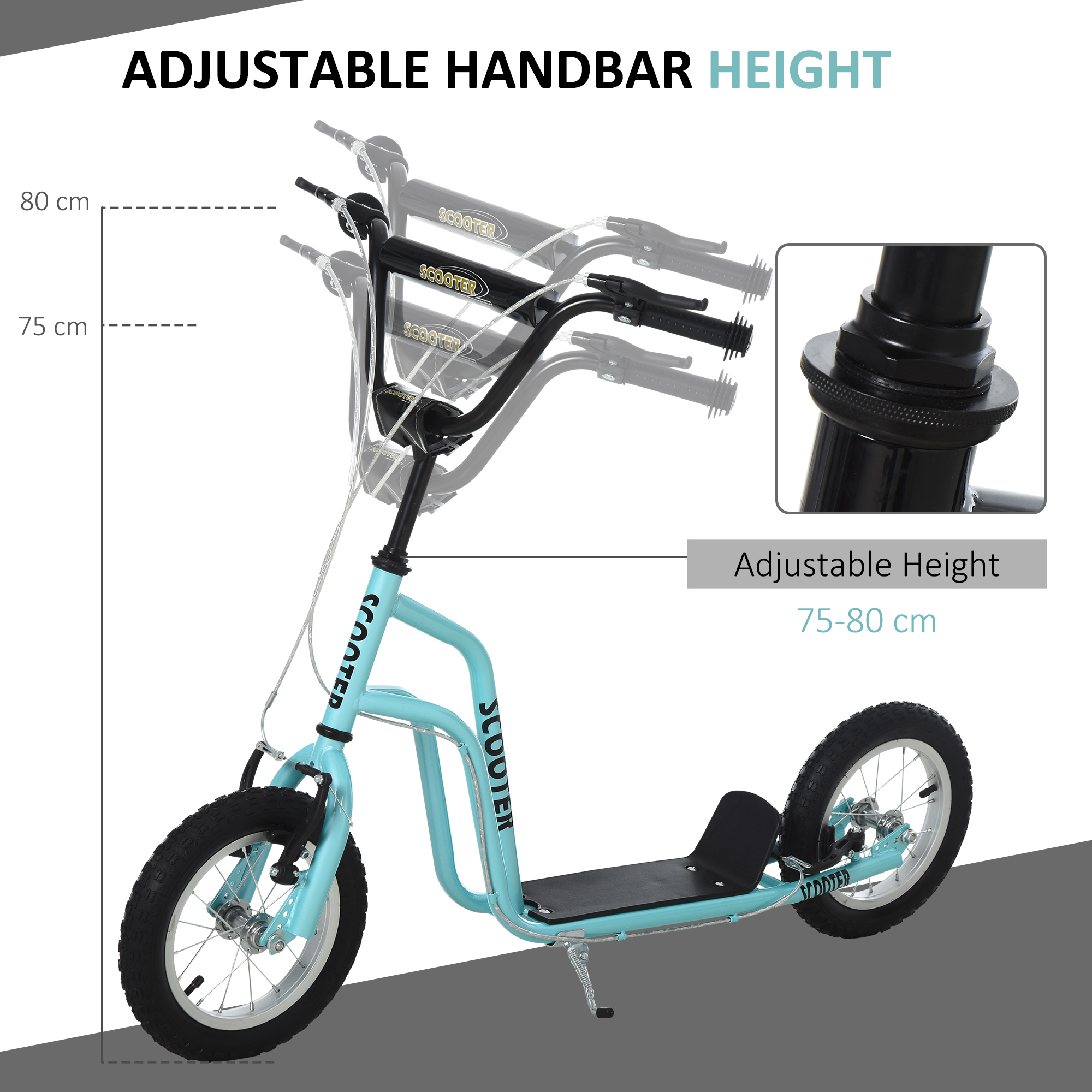 Stunt Scooter,Kids Scooter,12'' Rubber Tyre Kick Scooter With Adjustable — image 2