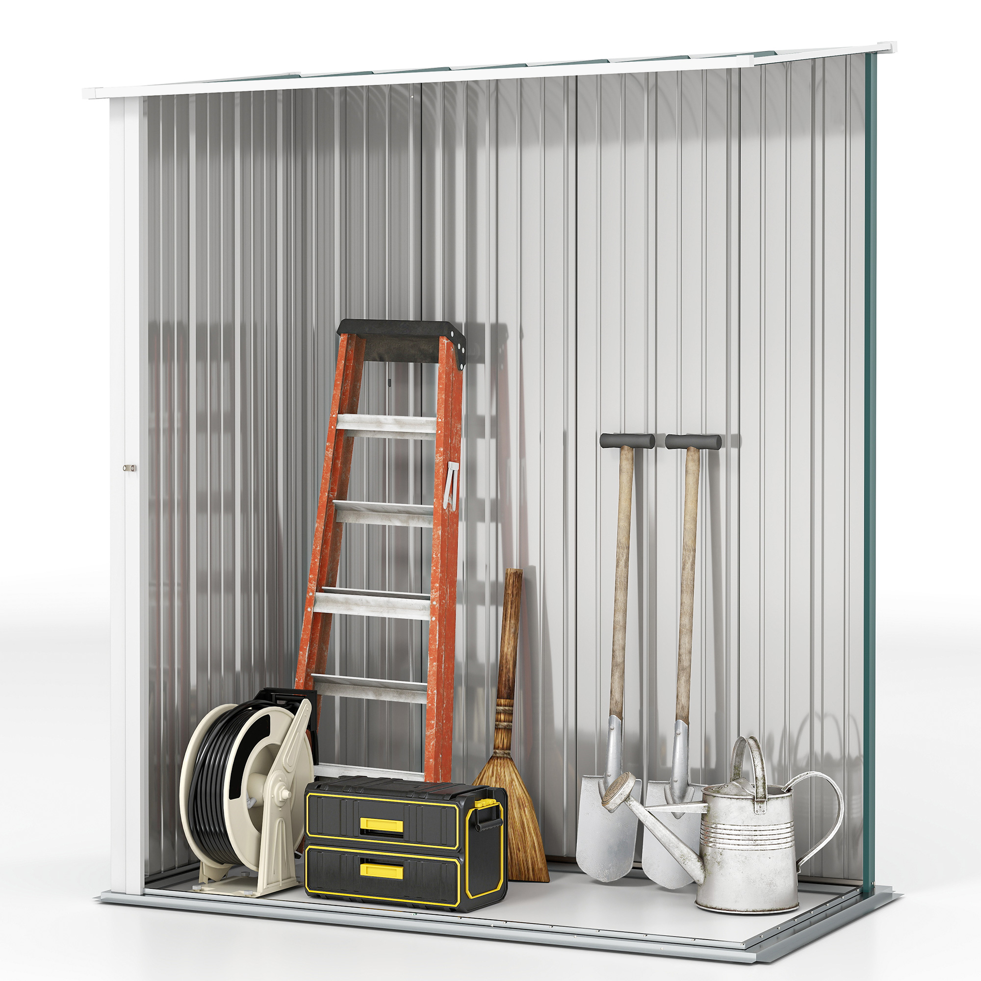 5.3 X 3.1ft Corrugated Steel Garden Shed-Green — image 2