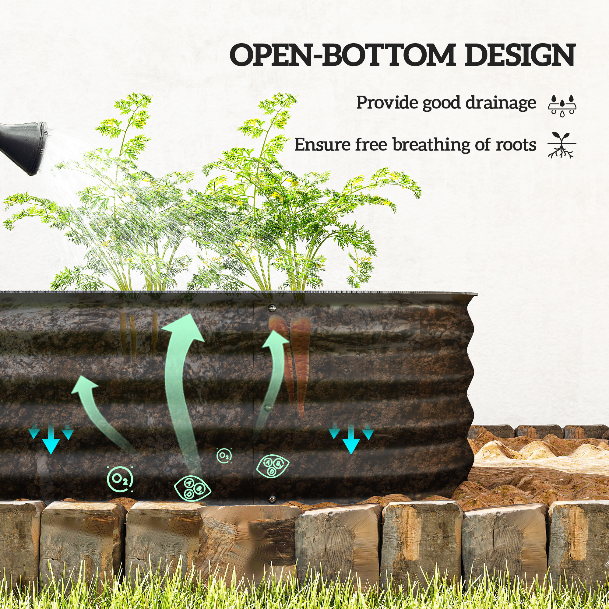 Galvanised Raised Garden Bed,Metal Planter Box With Safety Edging,for — image 5