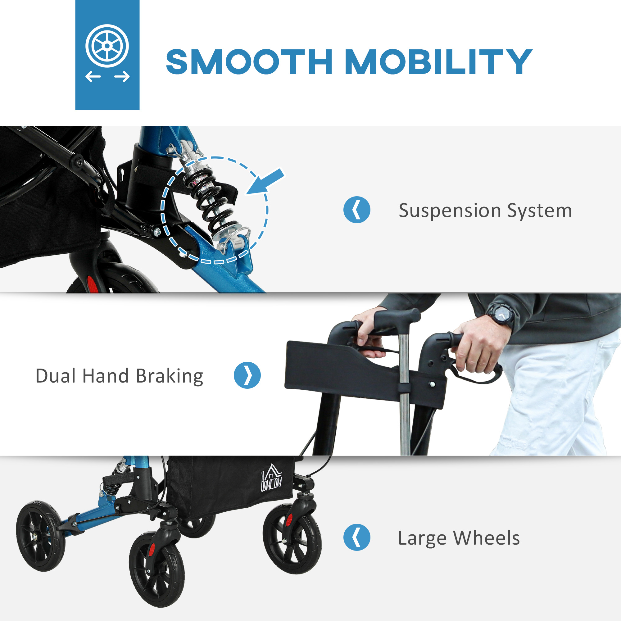 Folding Rollator Walker With Seat,Backrest,Lightweight Walking Frame Storage — image 4