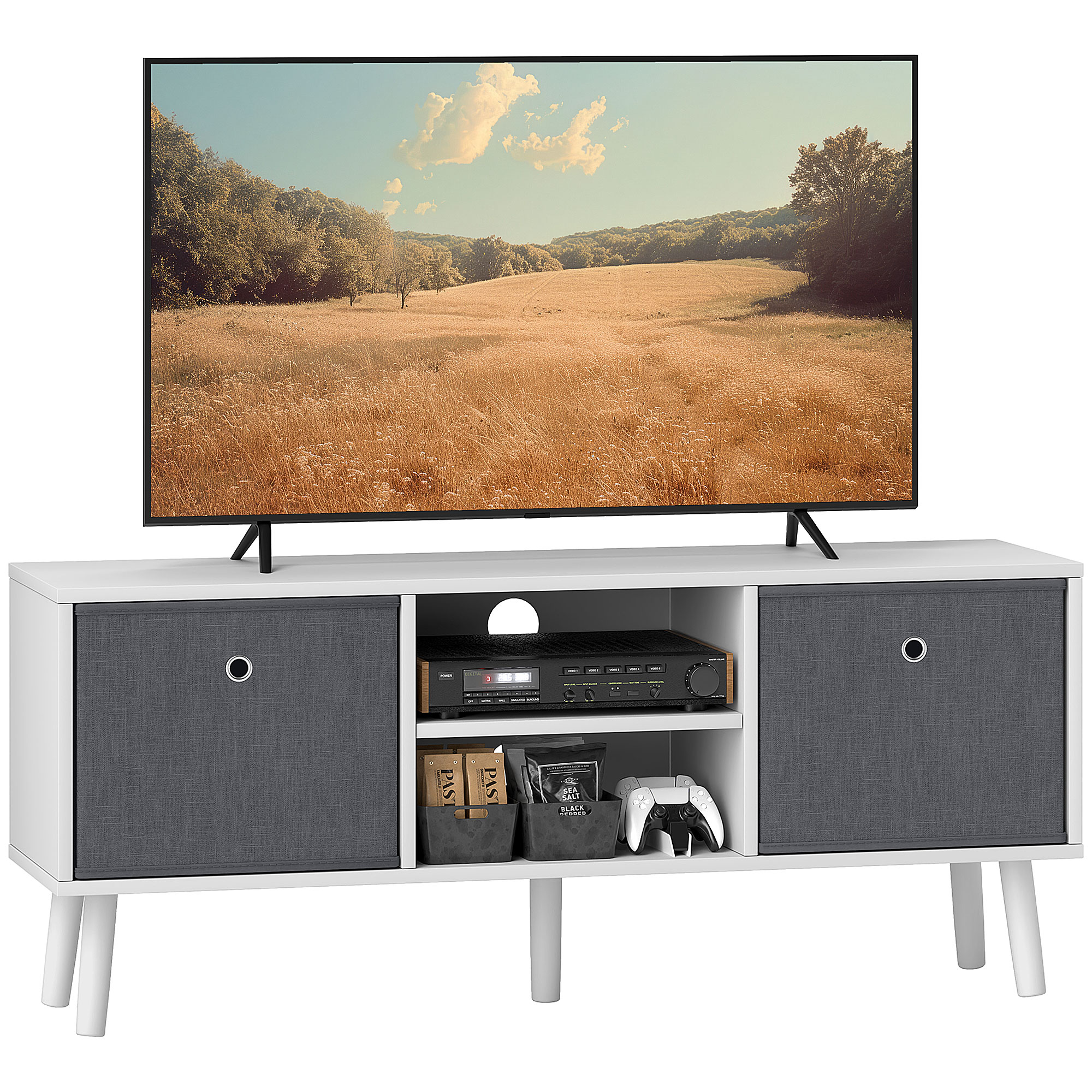 TV Cabinet Stand Unit For TVs Up To 50'' With Foldable Drawers,Entertainment — image 4
