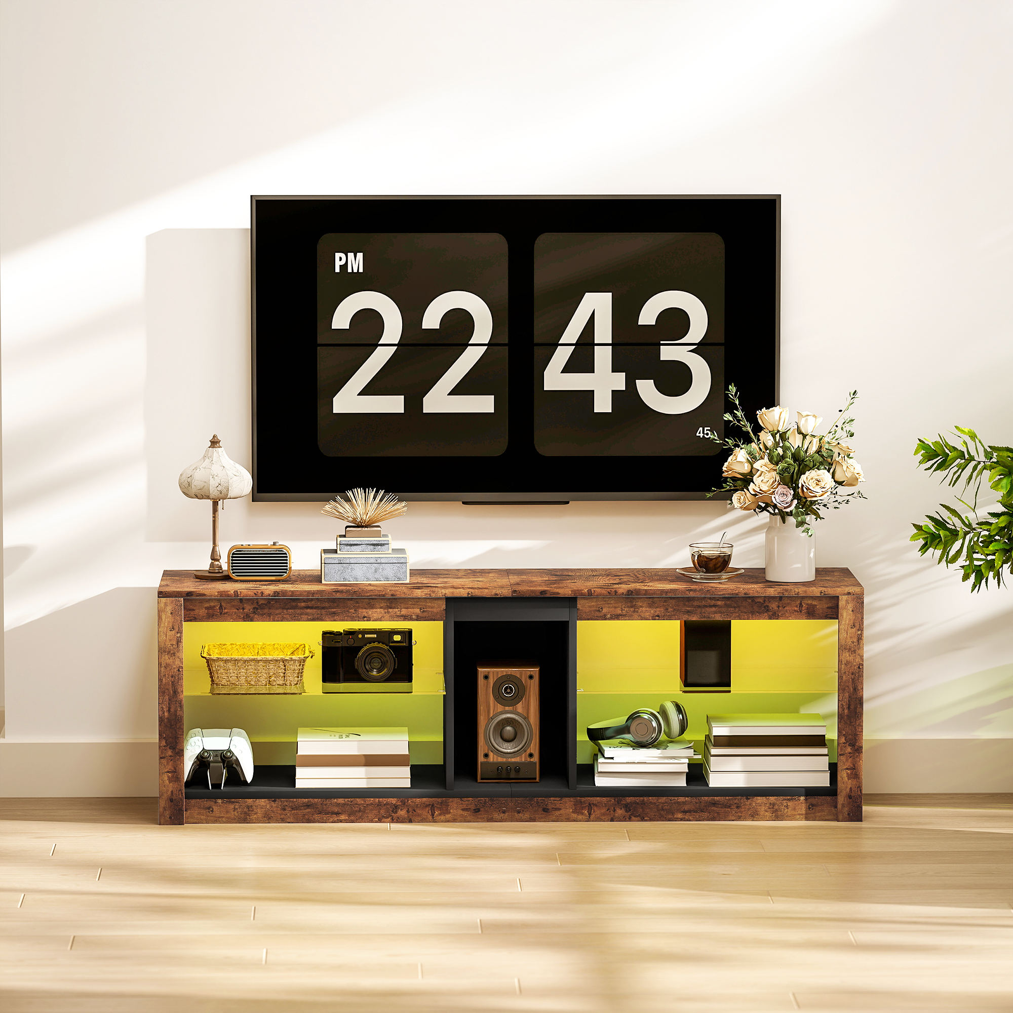 TV Stand Cabinet With LED Lights And Remote Control For TVs Up