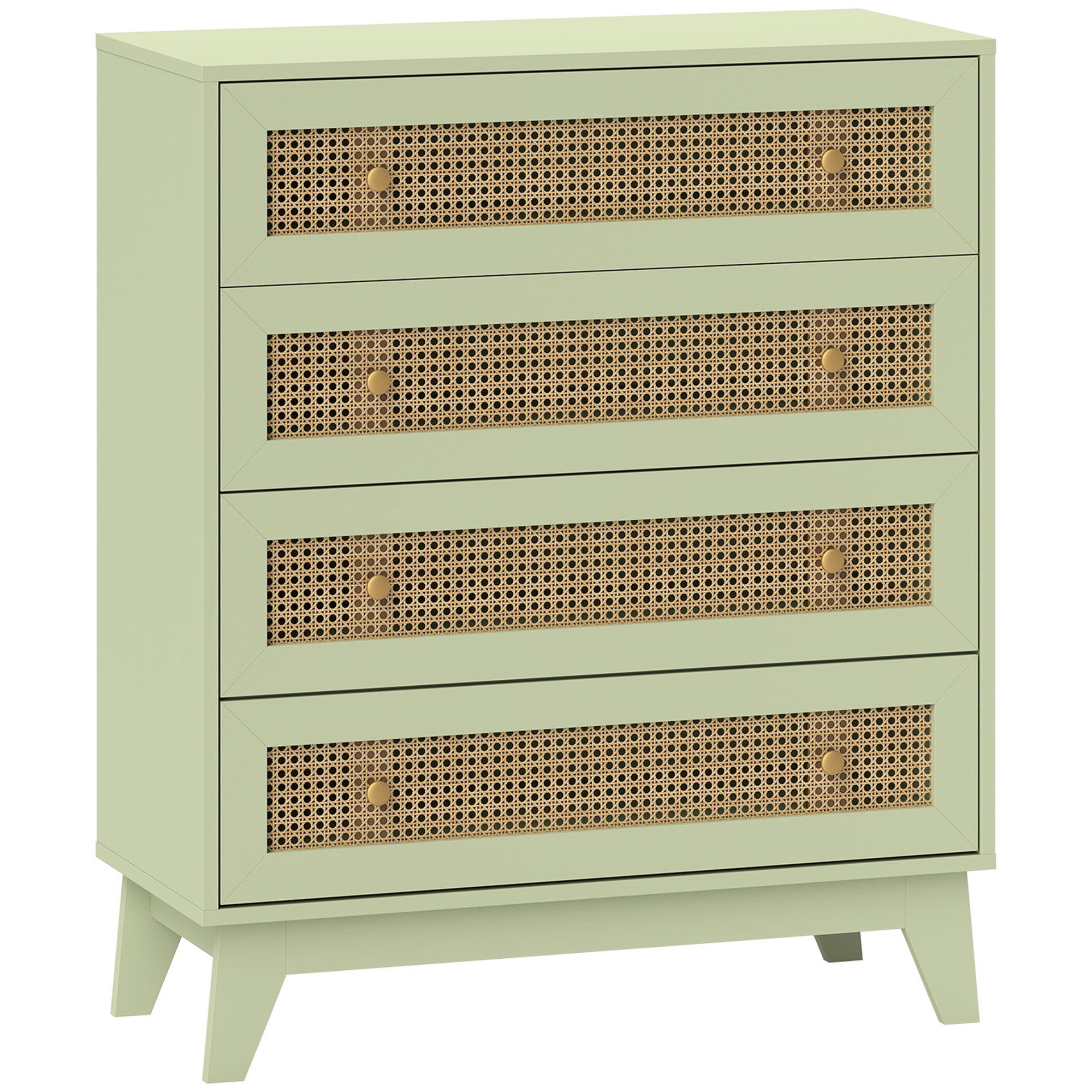 Chest Of Drawers,4-Drawer Storage Organiser Unit With Rattan Element — image 5