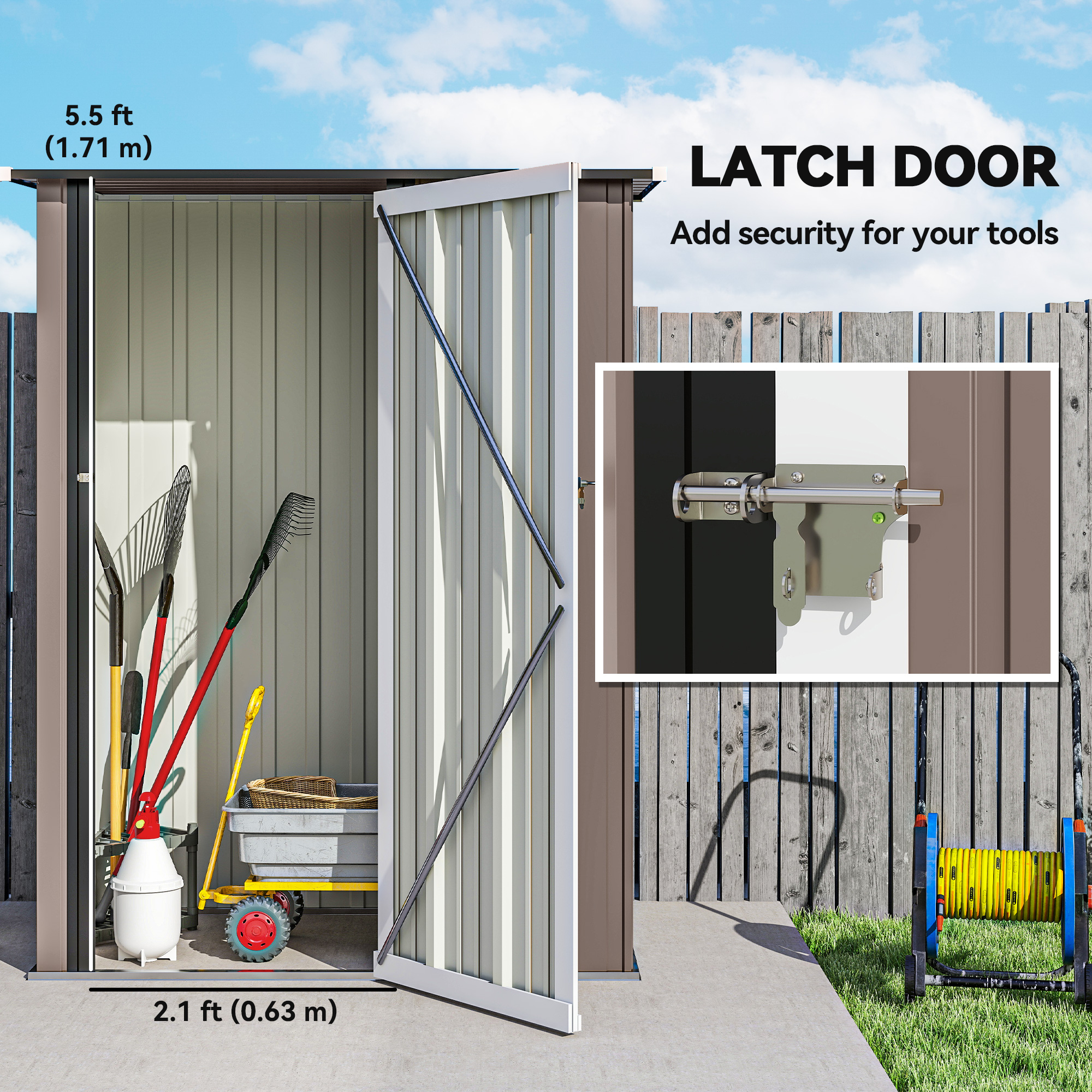 5ft X 3ft Garden Storage Shed,Galvanised Outdoor Metal Shed Waterproof — image 3