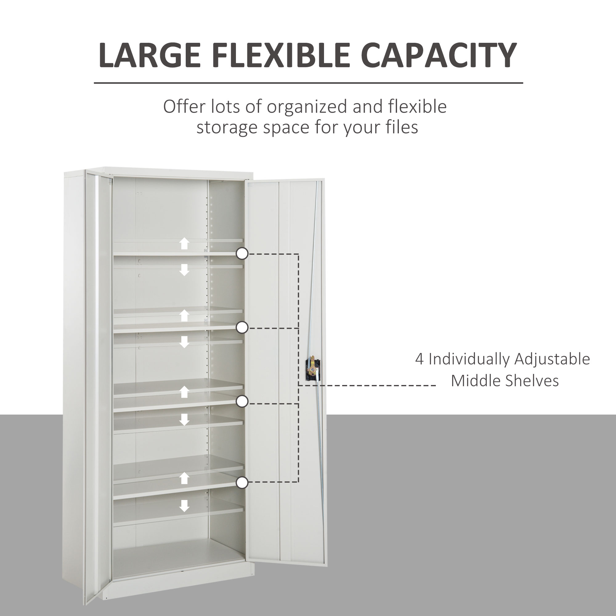 Cool Rolled Steel Tall Office Lockable Filing Cabinet 2 Doors 4 Internal — image 2