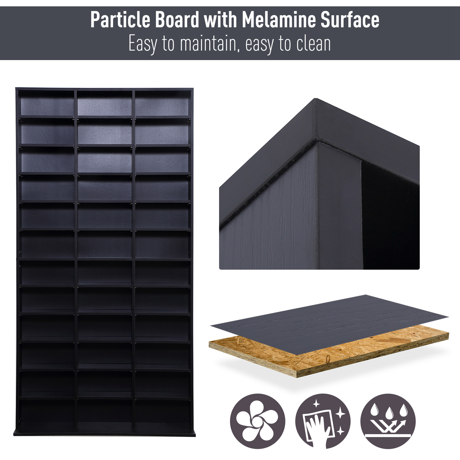 1116 CD/ 528 DVD Storage Unit,Media Shelf,Wooden Display Unit With Adjustable