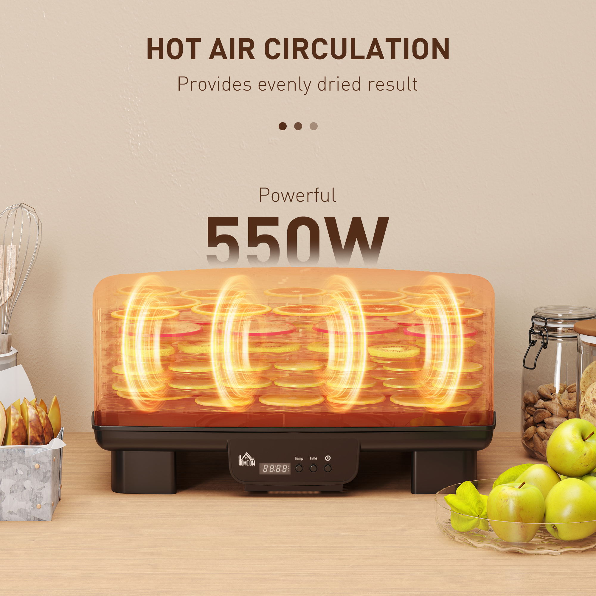 40-70℃ six-tray food dehydrator-black