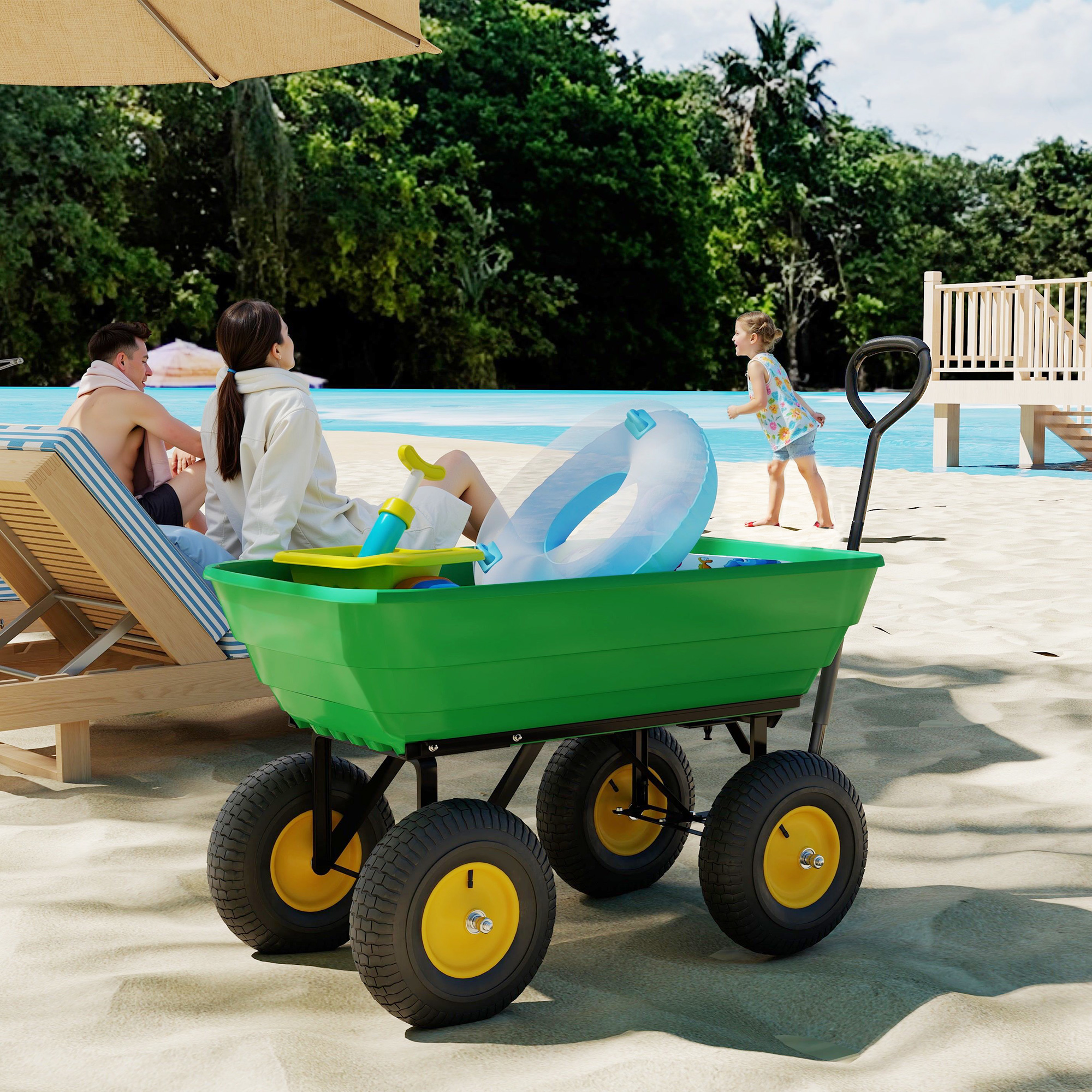 75 Litre Large Garden Cart,Tipping Wheelbarrows Heavy Duty Dump Trolley 200kg — image 5