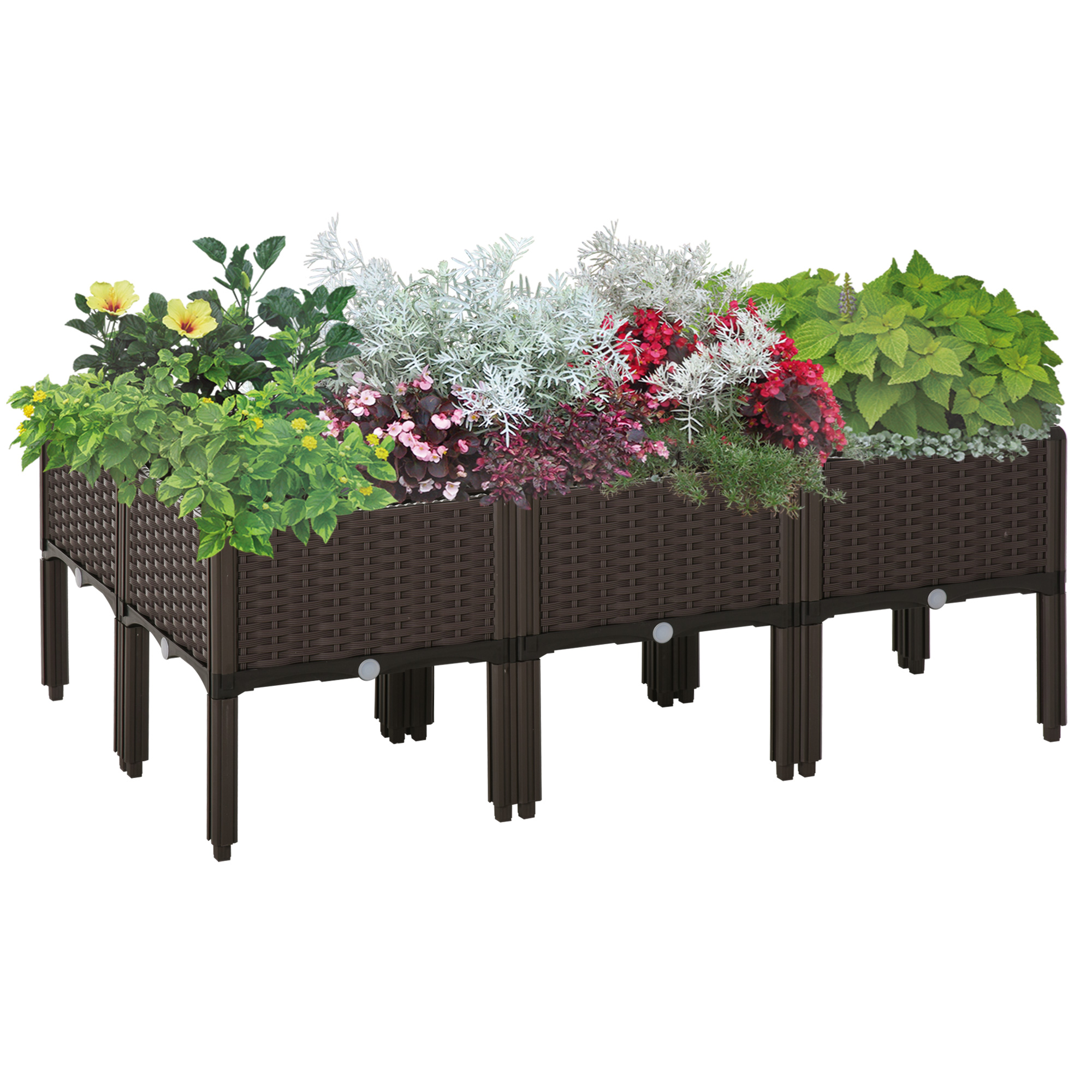 Set Of 6 26L Garden Raised Bed Elevated Patio Flower Plant Planter Box PP — image 2
