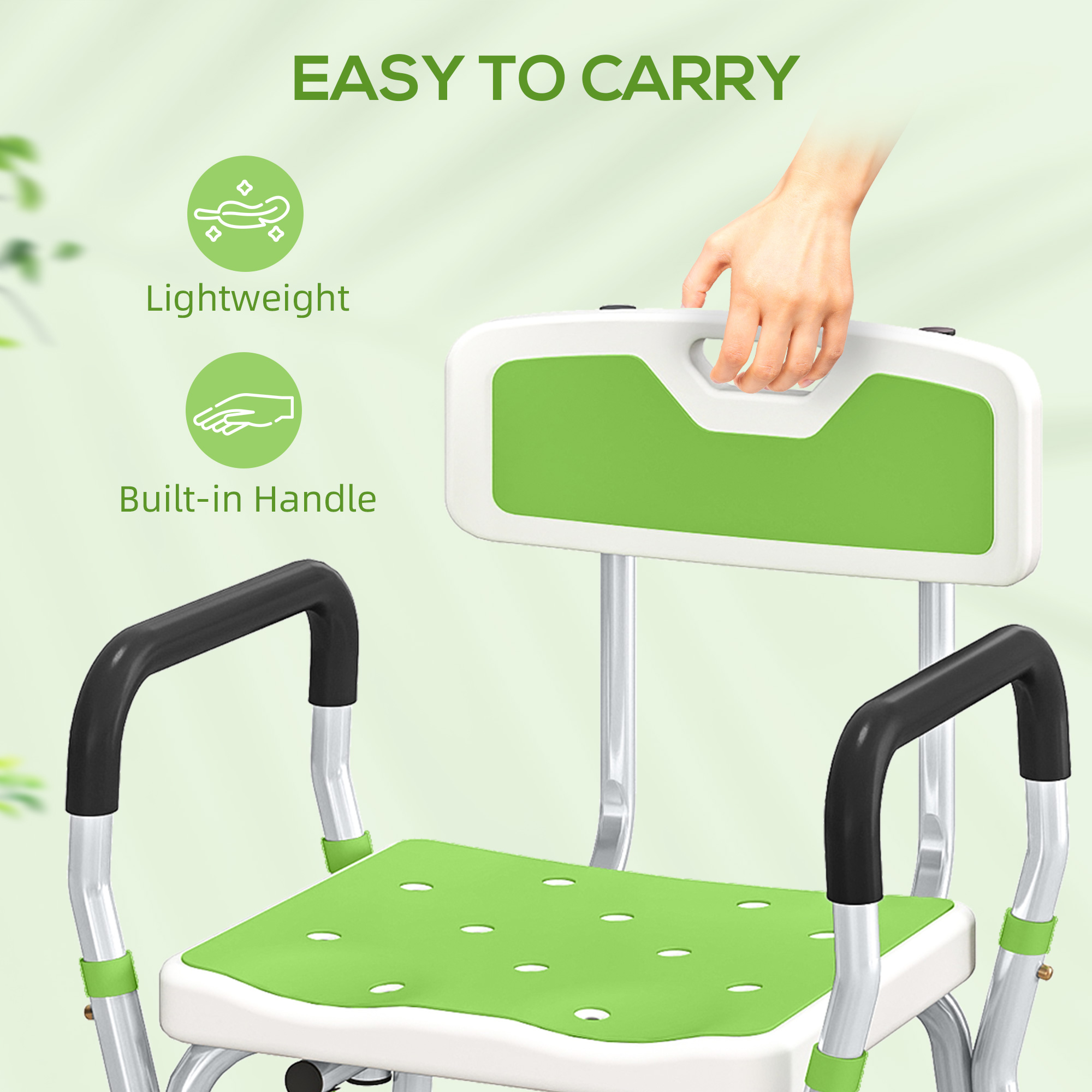 EVA Padded Shower Chair For The Elderly And Disabled,Height Adjustable Stool — image 3