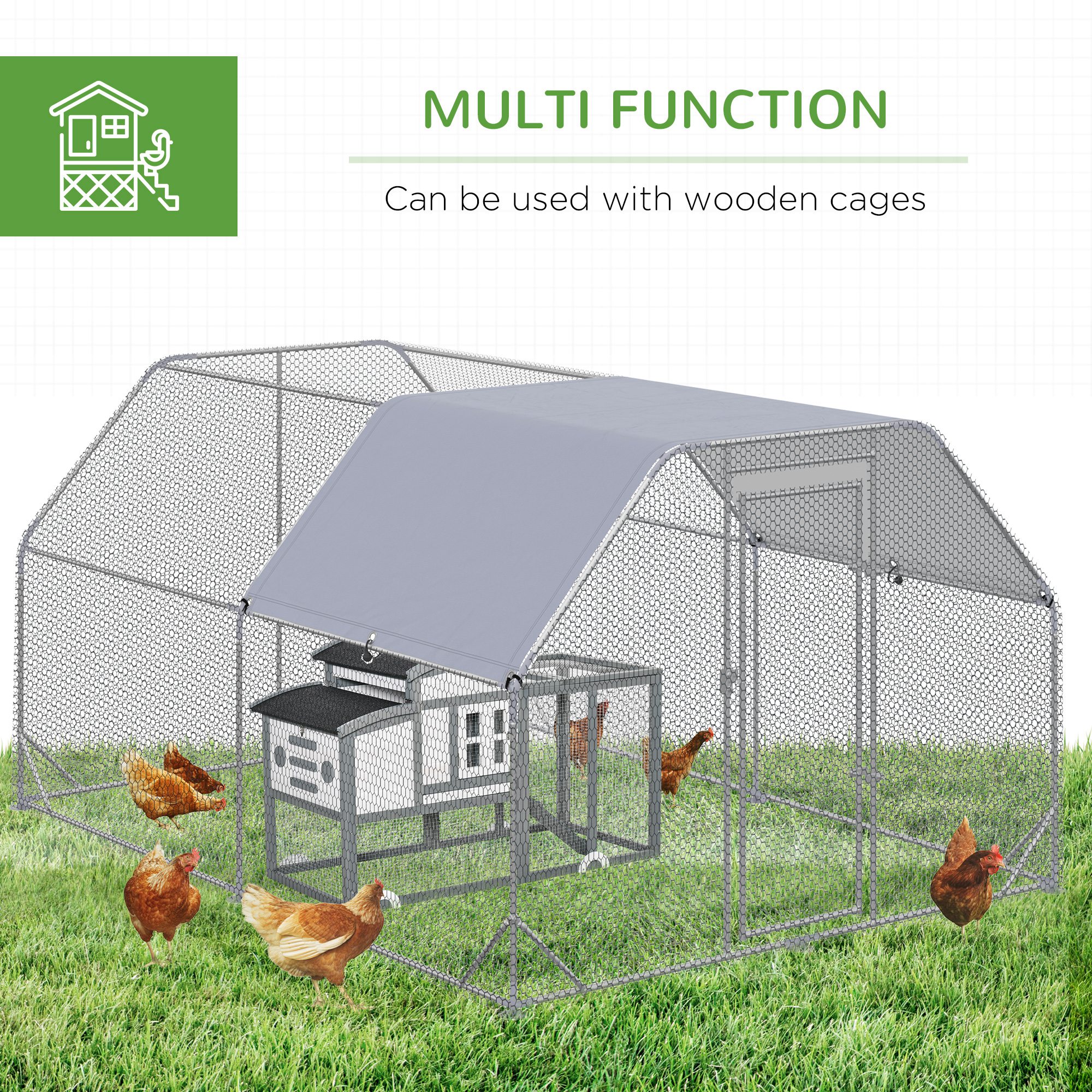 Walk In Chicken Run Coop Hen House Outdoor With Roof For 10-12 Chickens,380 X — image 5