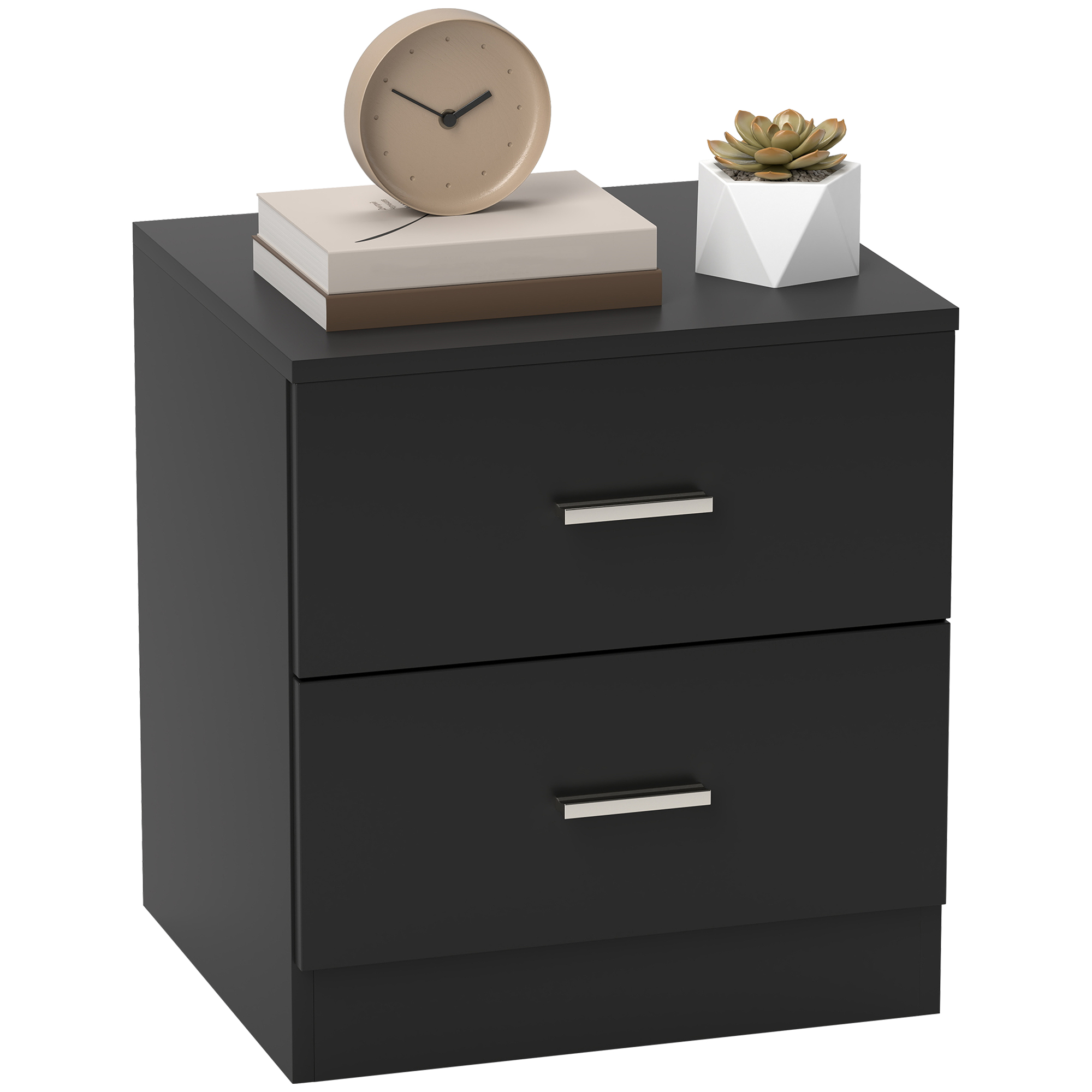 Modern Bedside Table,Beside Cabinet With 2 Drawers,for Bedroom,Living Room,Black — image 4