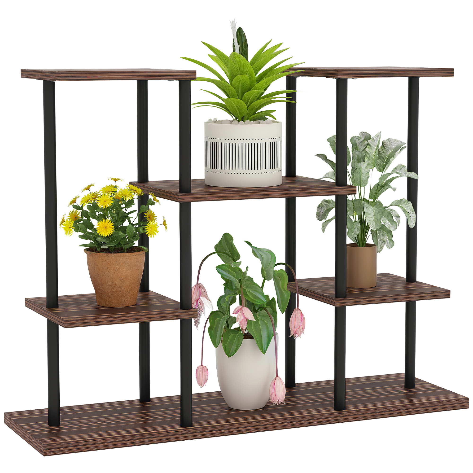 Four-tier wooden shelf plant stand