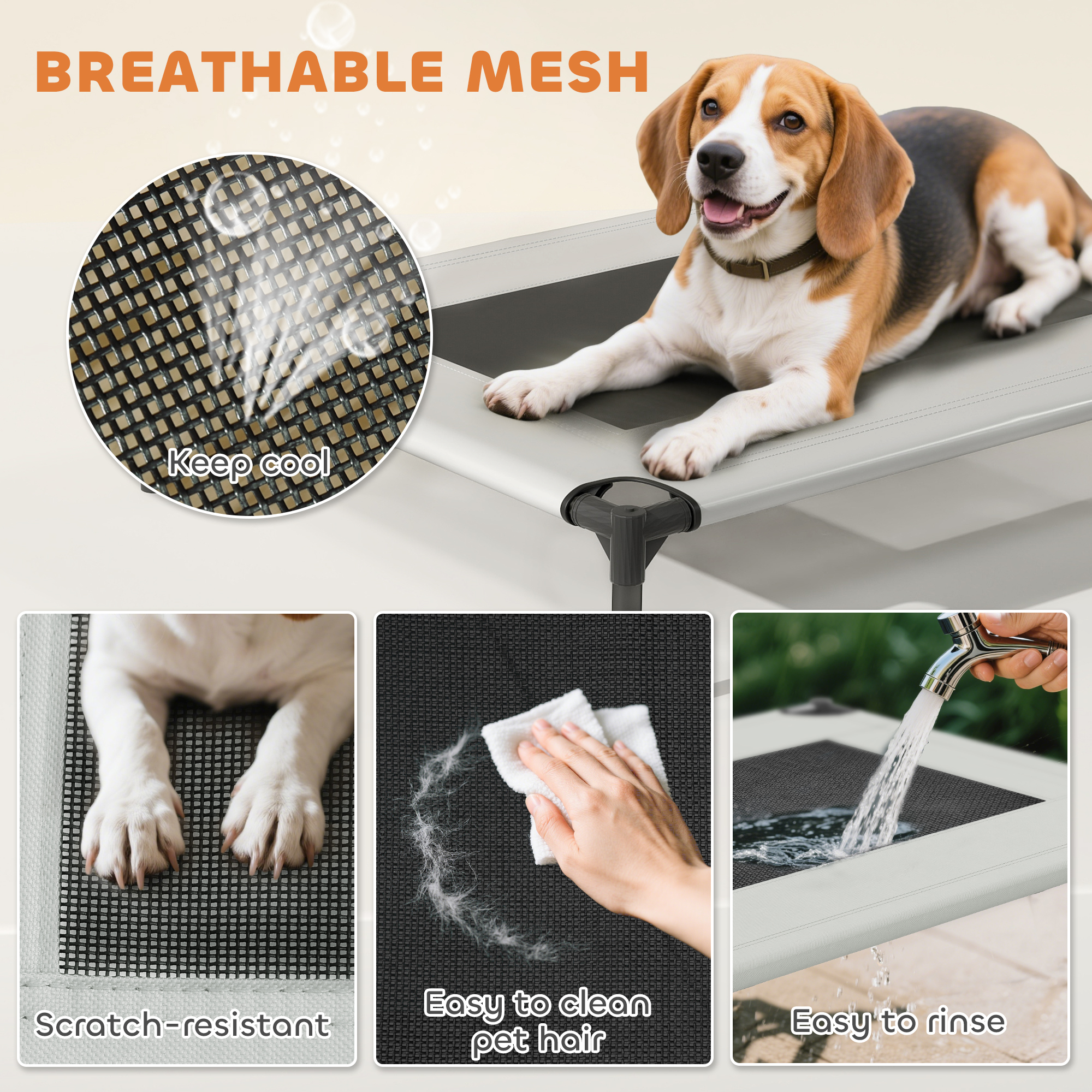 Portable Elevated Dog Bed With Removable Canopy,Cooling Raised Pet Cot — image 2
