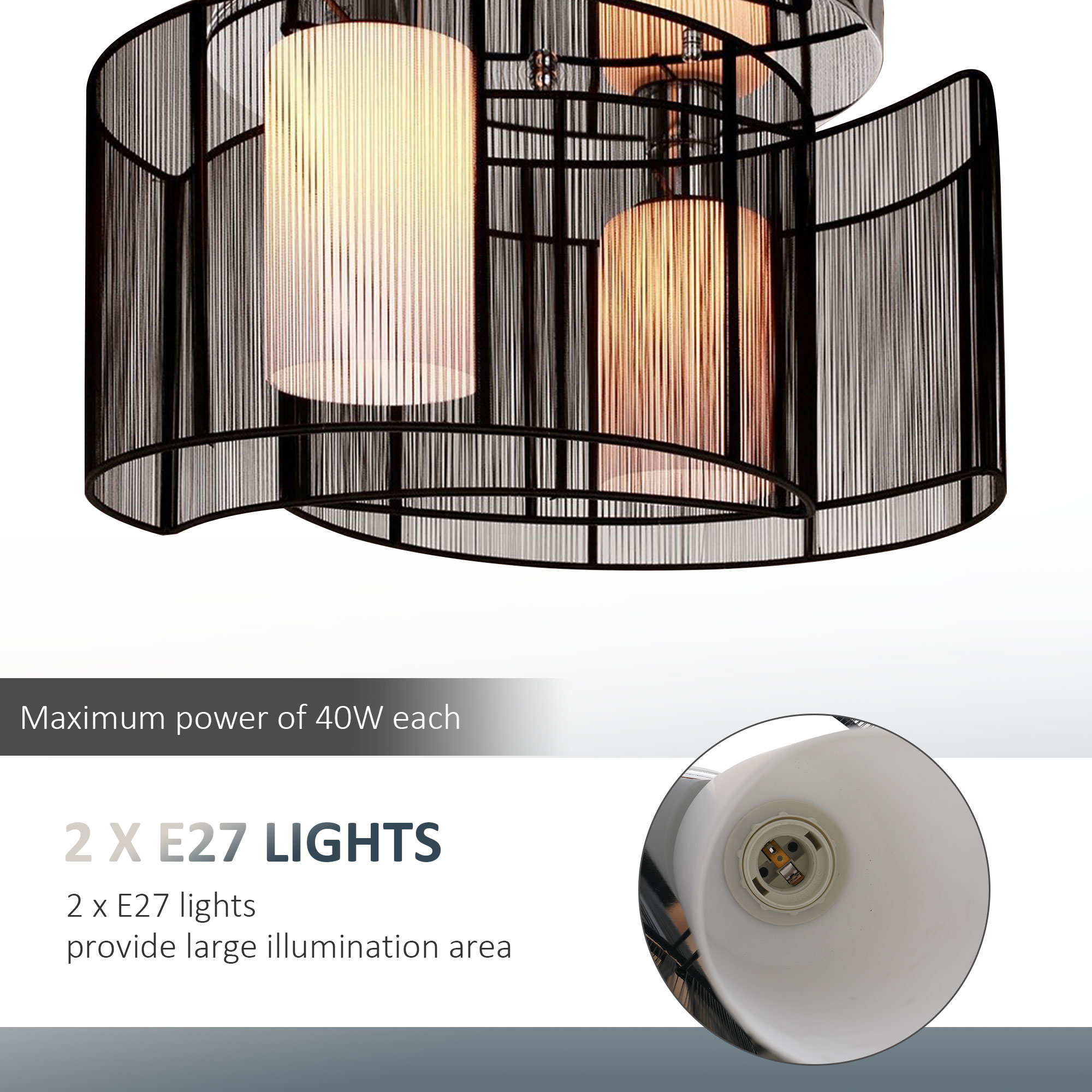 Modern chandelier,semi-flush mount ceiling light with 2