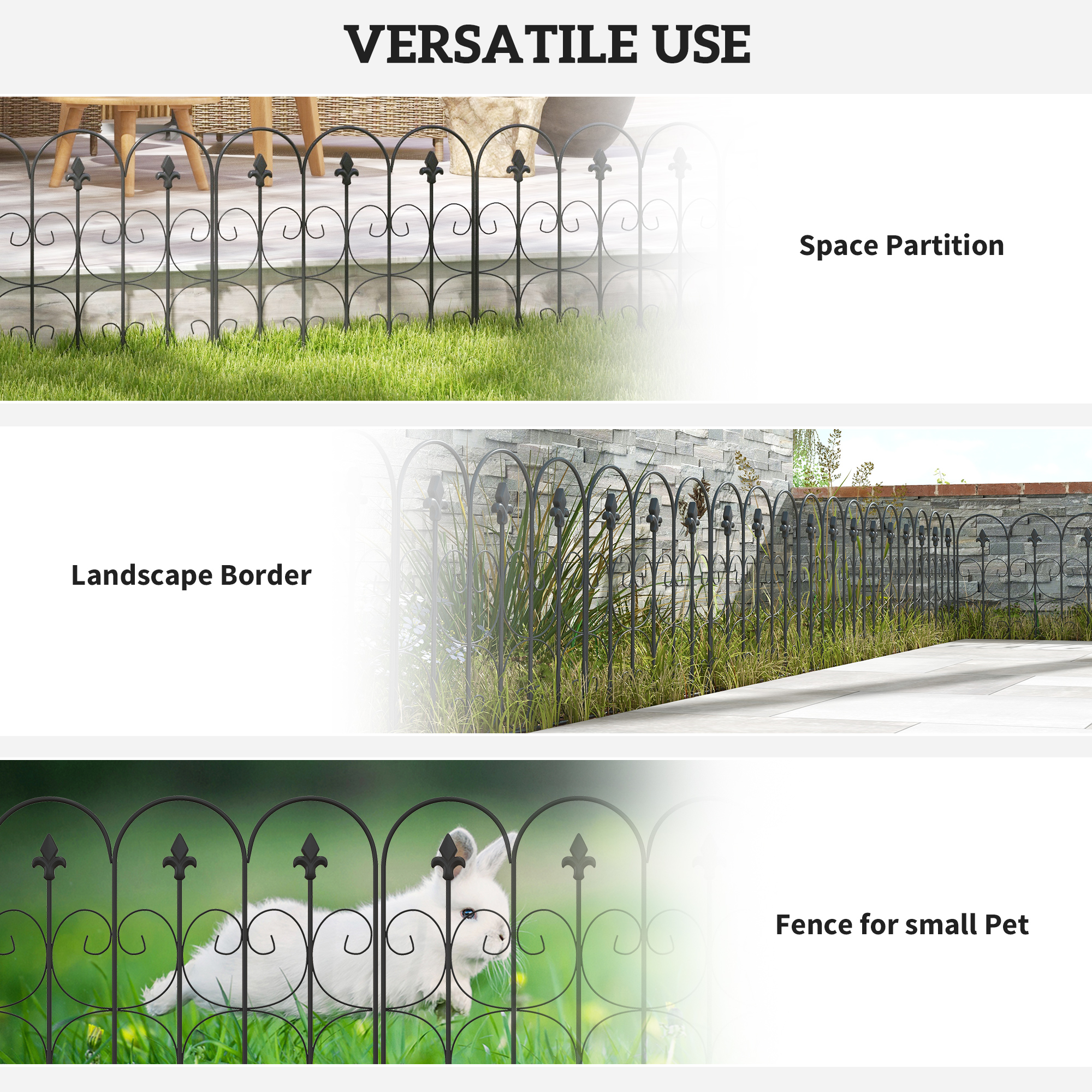 Decorative Garden Fencing,83cm (H) X 3m (L) 5PCs Outdoor Picket Fence — image 2