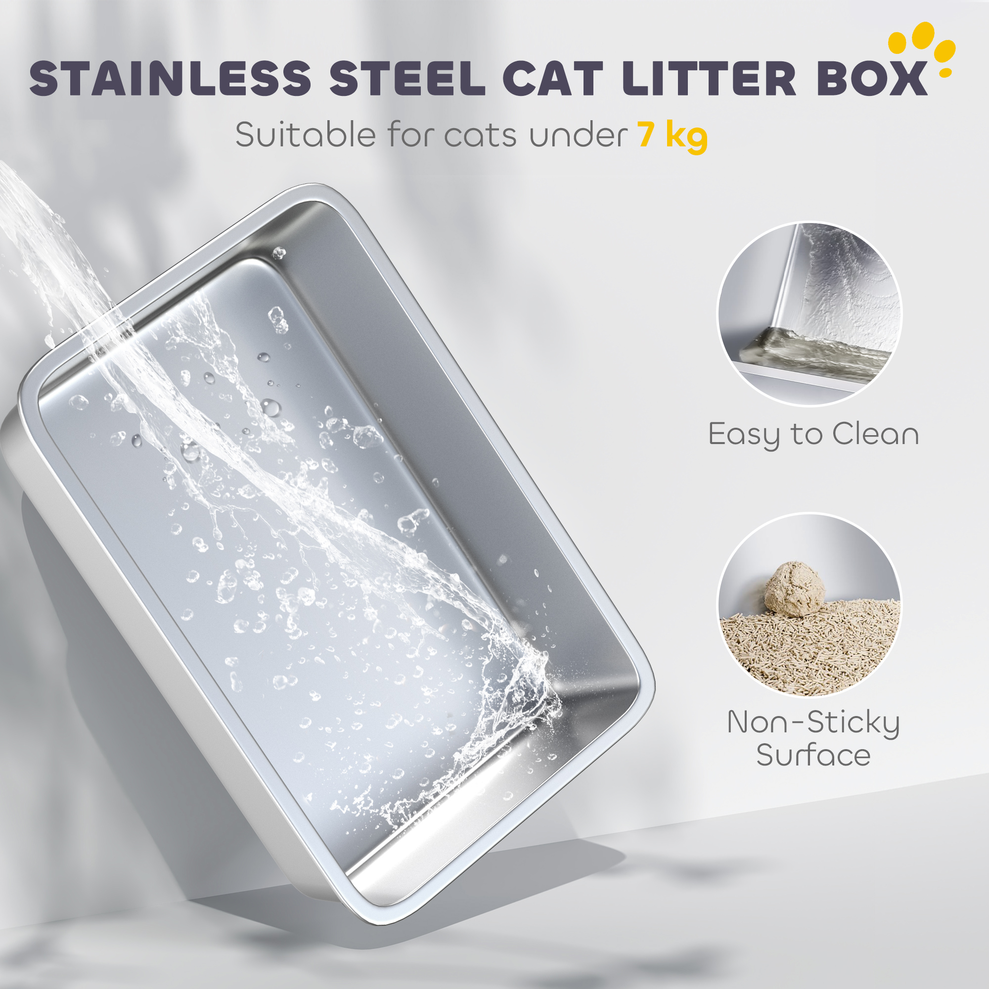 Extra Large Stainless Steel Litter Box,Enclosed Cat Litter Tray With Scoop,Deodorizer Bag,Front-Entry And Top-Exit detail photo 7