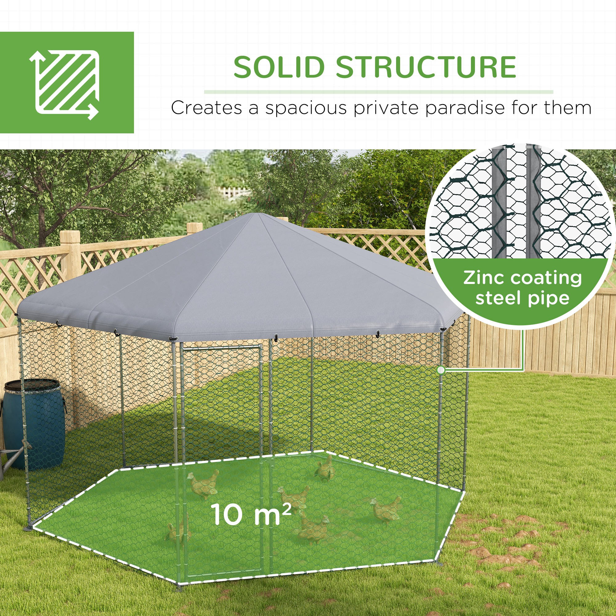 Chicken Coop For 10-15 Chickens,Hens,Rabbits,Ducks,Outdoor Garden Run,4 X 3.5 X — image 5
