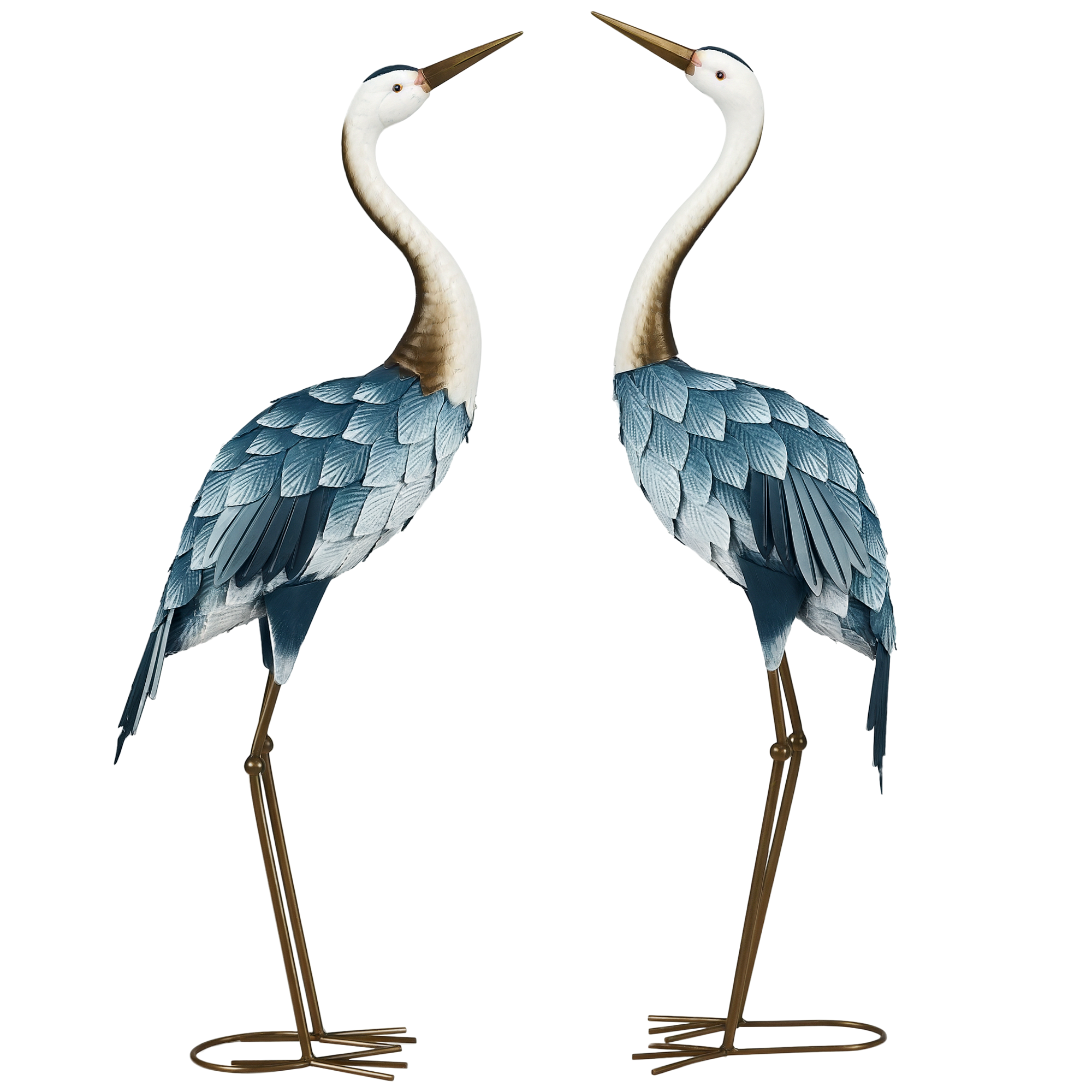 Outsunny Crane Garden Ornaments,2 PCS Steel Garden Statue