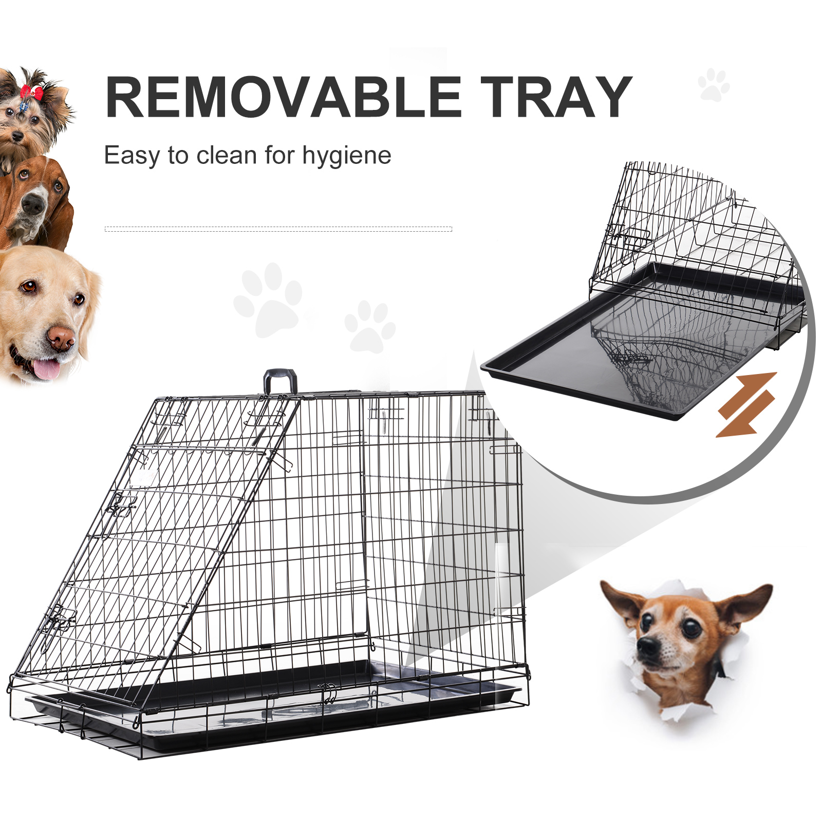 Trapeze Collapsible Dog Pet Travel Box Cage Removable Tray 93 X 58 X 65cm detail photo 4