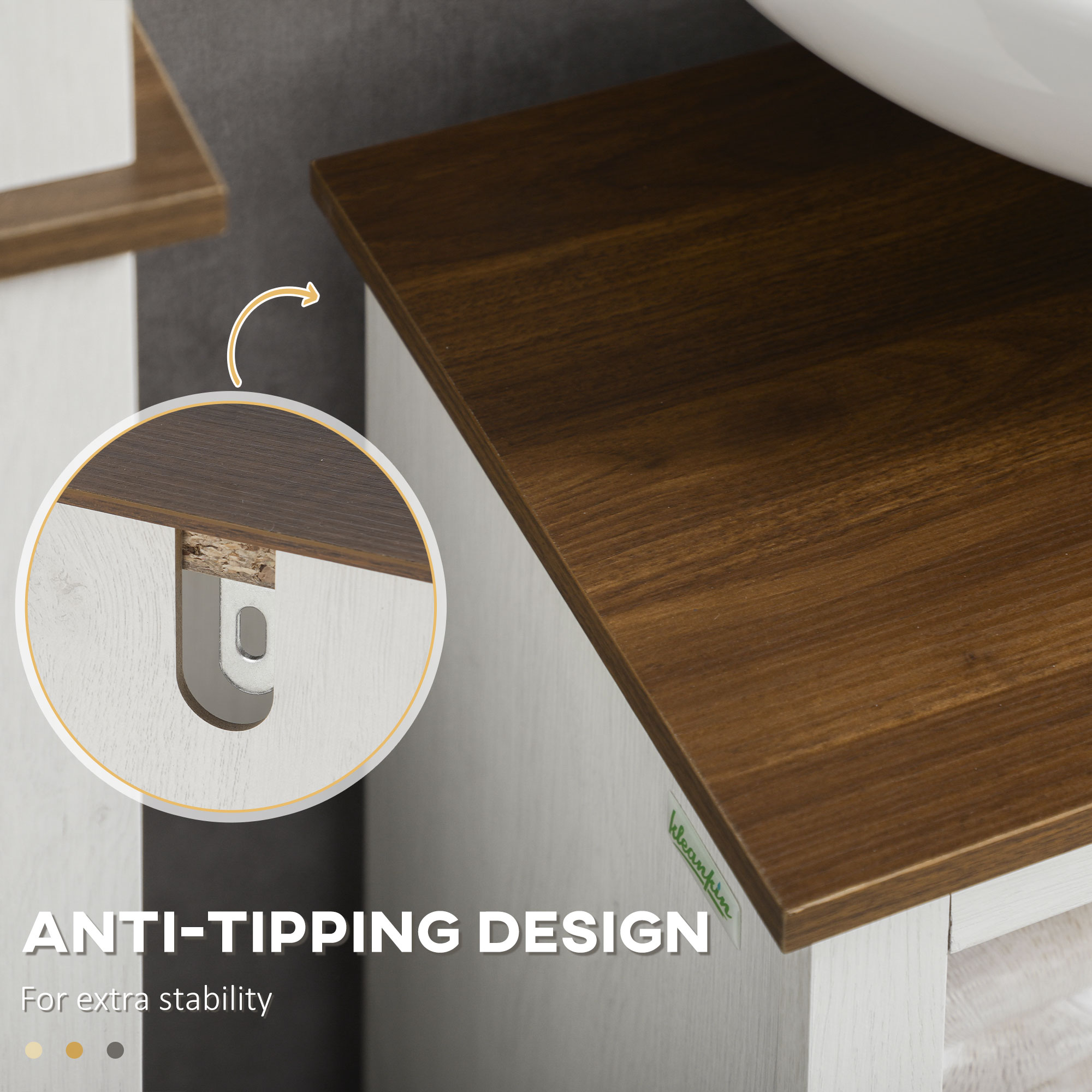 Under Sink Cabinet Bathroom Vanity Unit With Double Doors And Storage — image 3