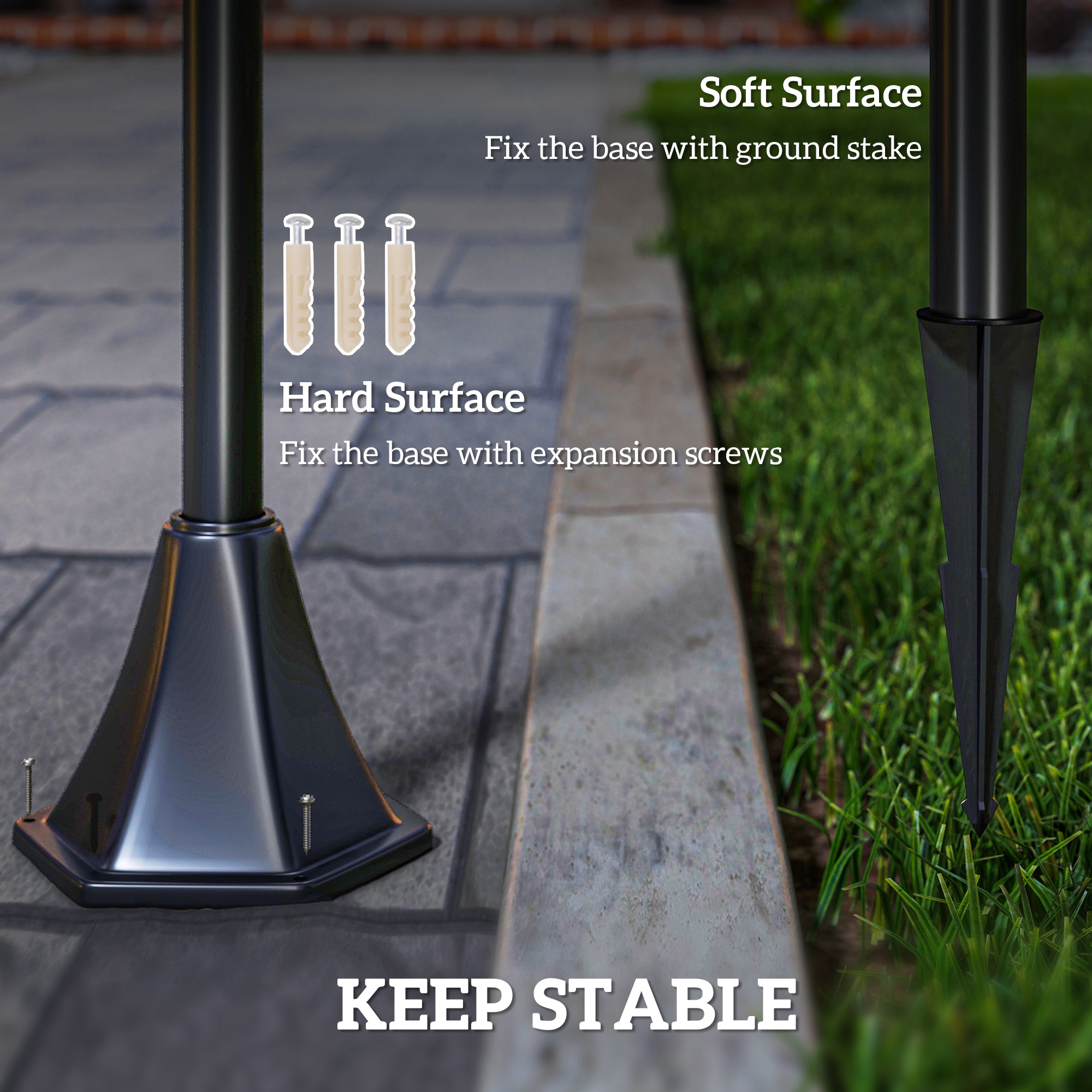 Outdoor Garden Solar Post Lamp Sensor Dimmable LED Lantern