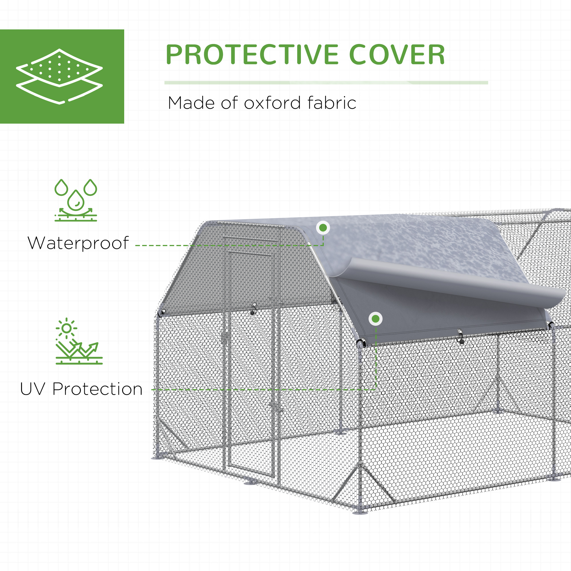 Walk In Chicken Run Coop Hen House Outdoor With Roof For 10-12 Chickens,380 X — image 4