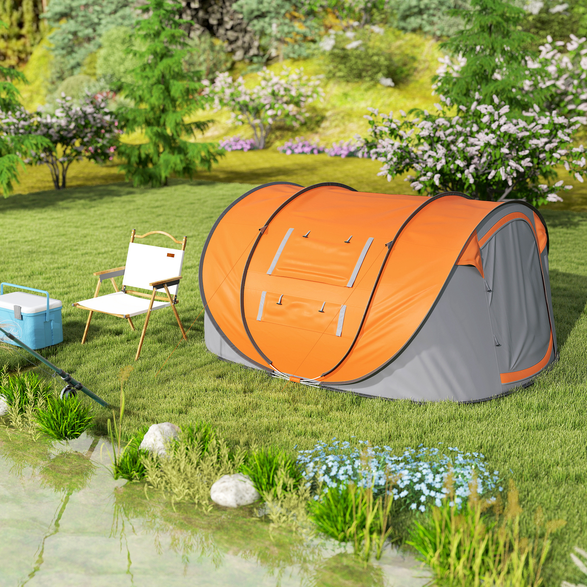 4 Person Pop-up Camping Tent Family With Ground Sheet,4 Windows And Portable — image 5