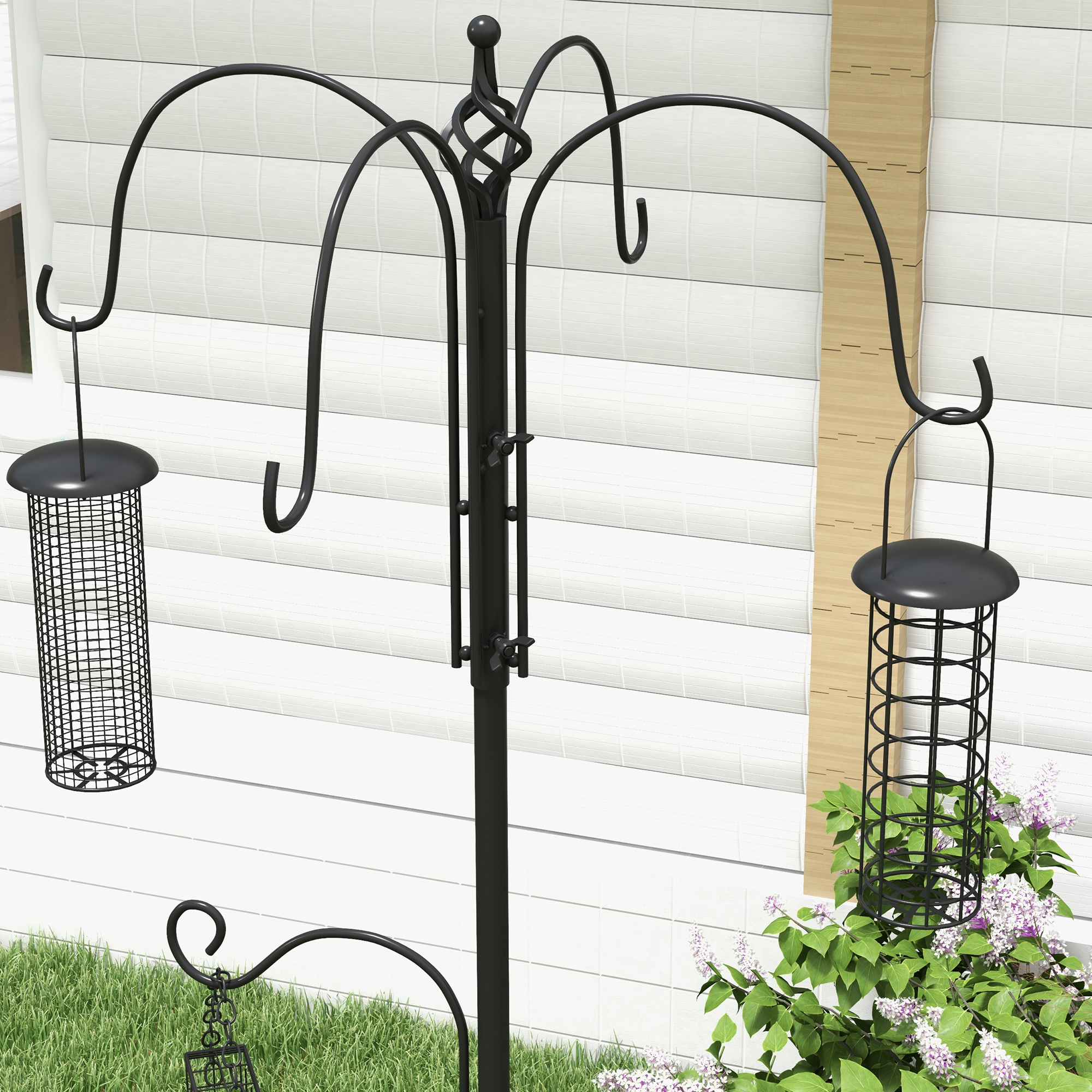 Bird Feeding Station Kit,Wild Bird Feeder Pole With 6
