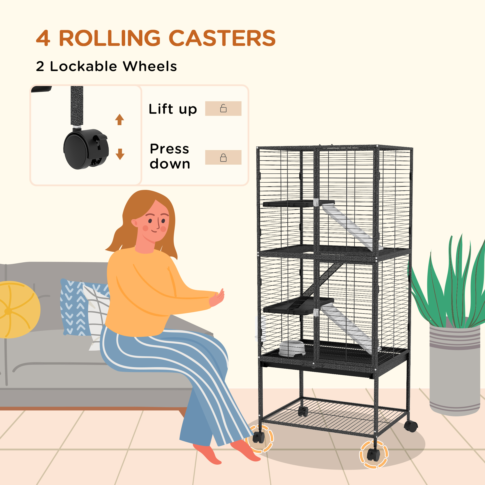Rolling chinchilla cage,small animal cage for ferrets w/