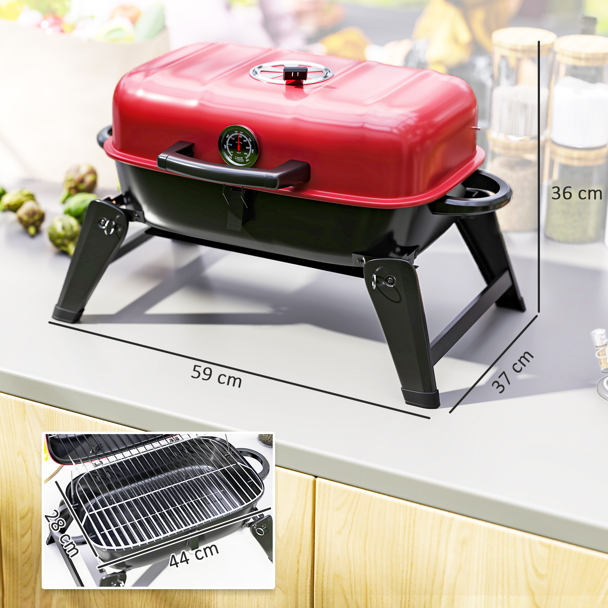 Outsunny Charcoal Barbecue Grill Folding BBQ Grill