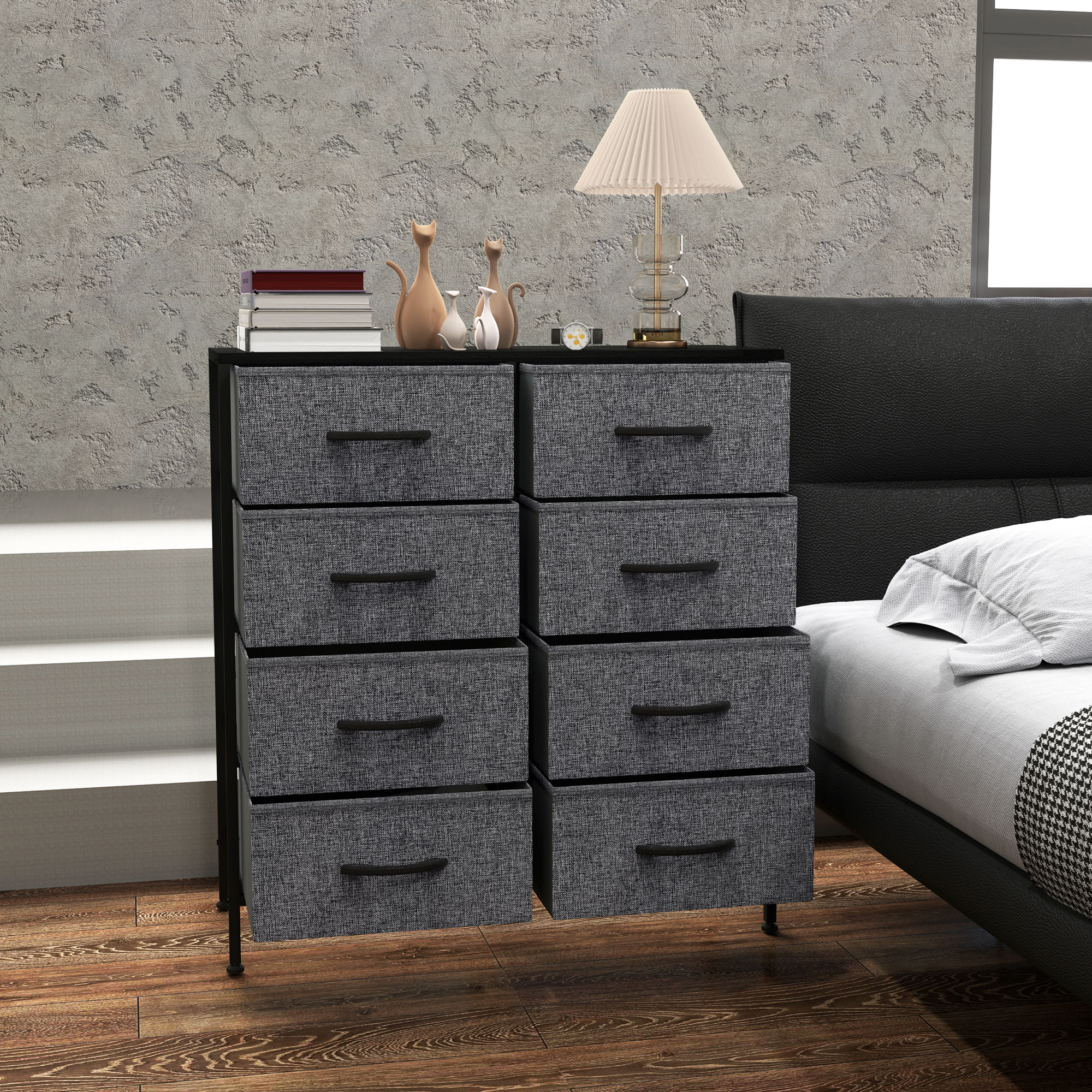 Fabric Chest Of Drawers,Industrial Bedroom Dresser With 8 Drawers,Steel Frame — image 2
