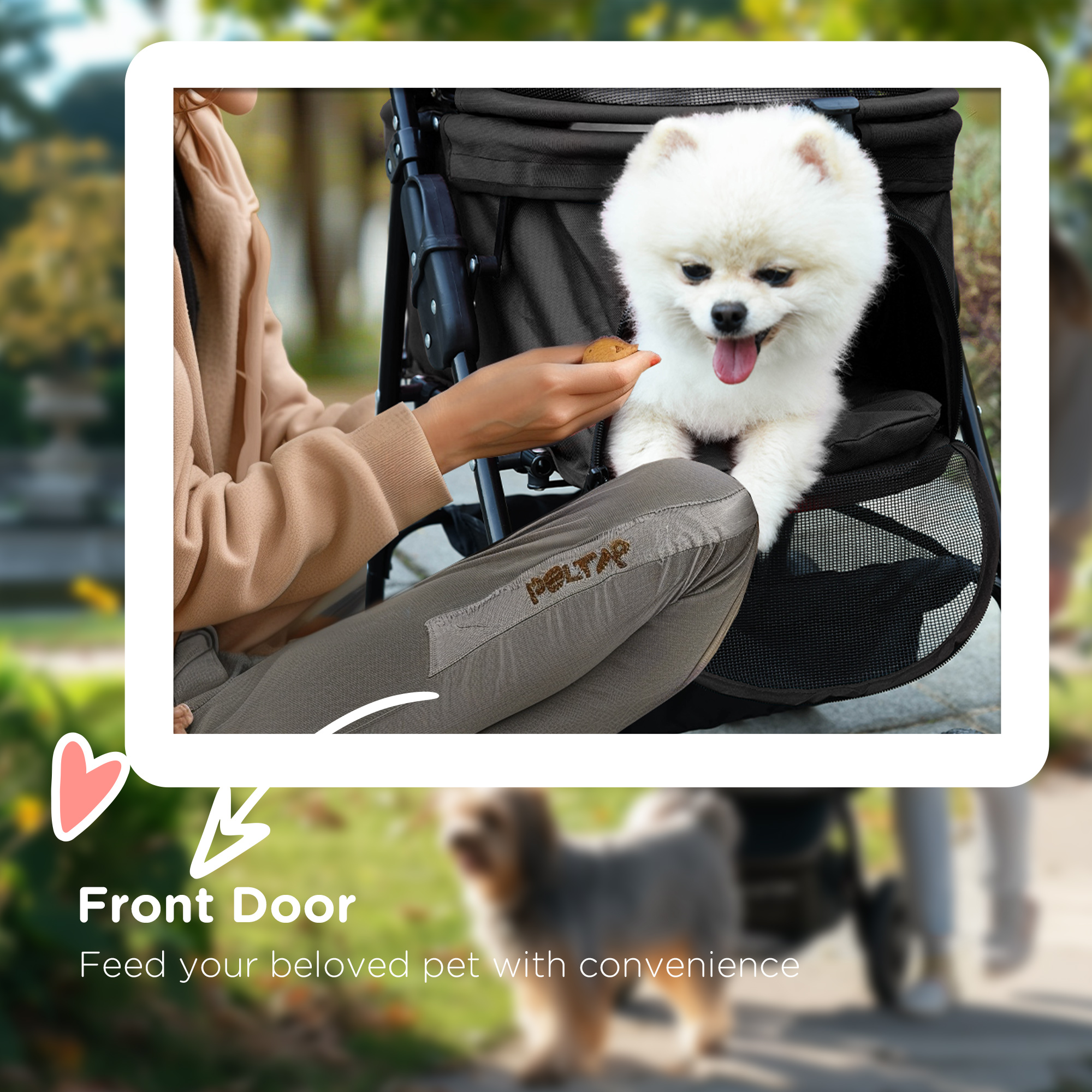 Dog Pram Dog Stroller Foldable Pet Pushchair With 4 Wheels,Safety Leashes,Cup Holder For Small Dogs,Black detail photo 10