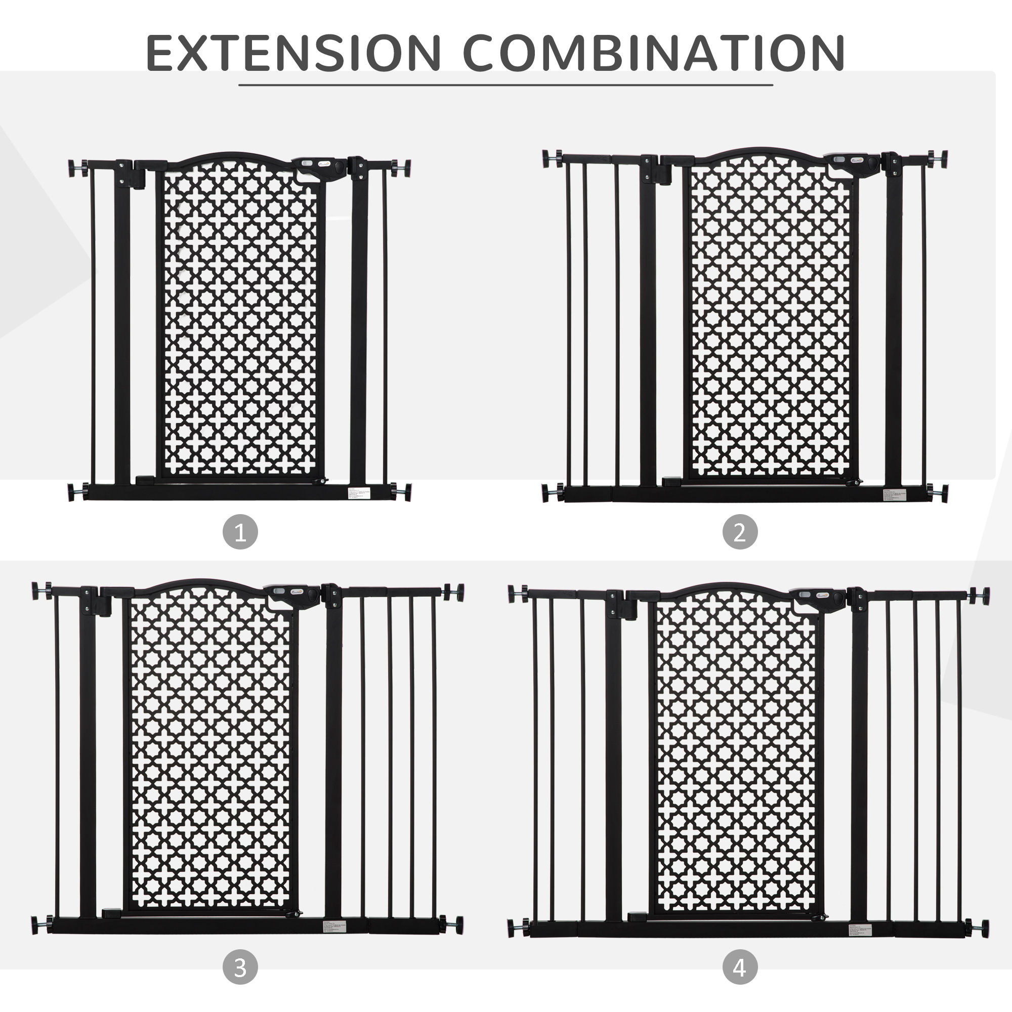 74-105cm Pet Safety Gate Stair Barrier,with Auto Close,Double Locking-Black — image 4