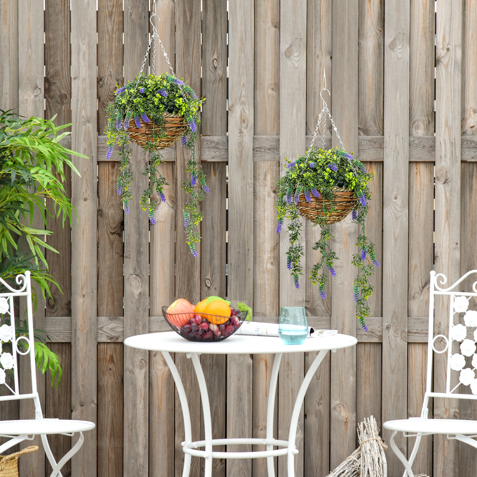 Set Of 2 Decorative Artificial Plants,Faux Silk Lavender Flowers In Hanging — image 3