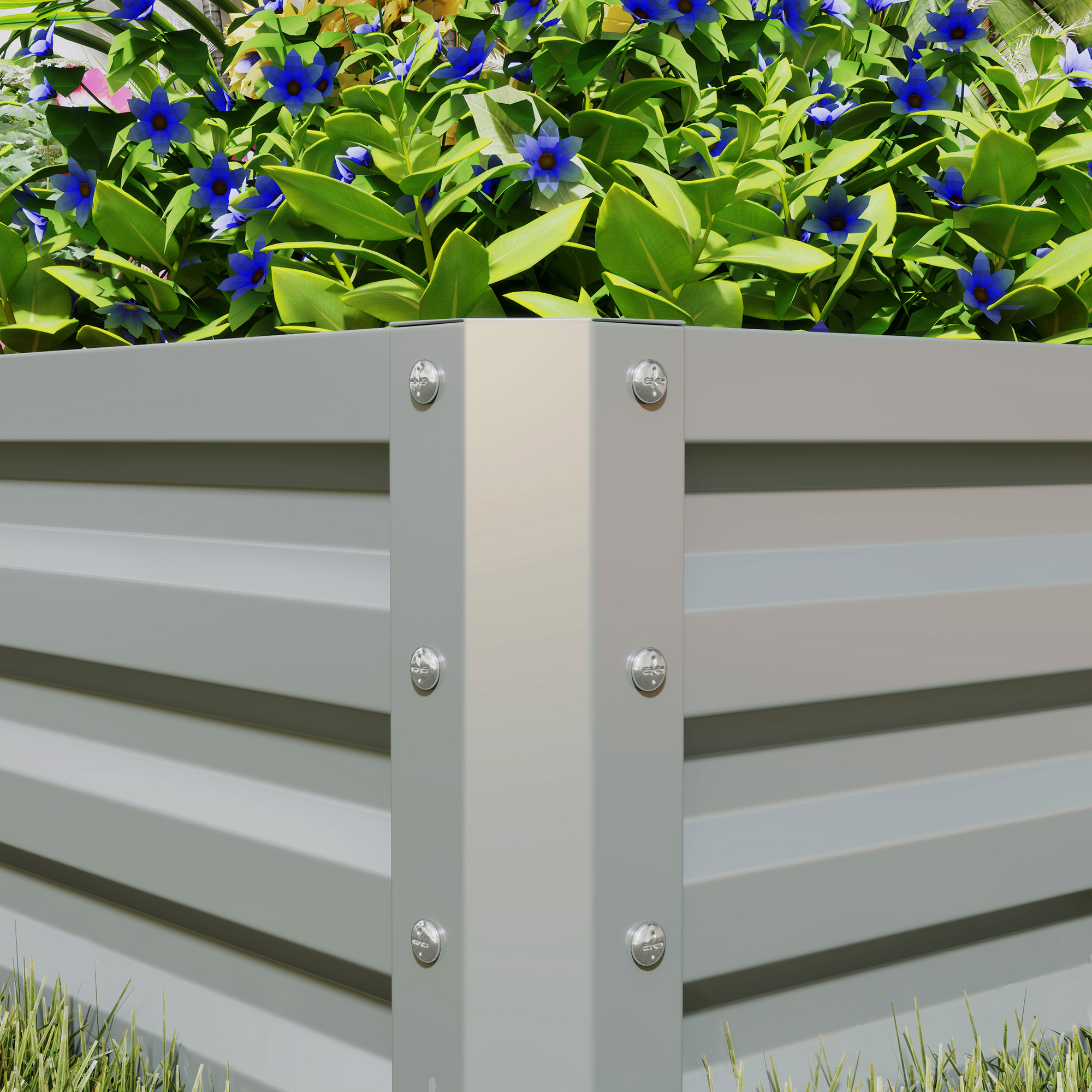 Set Of Two 60 X 60cm Steel Planter Boxes-Light Grey — image 3