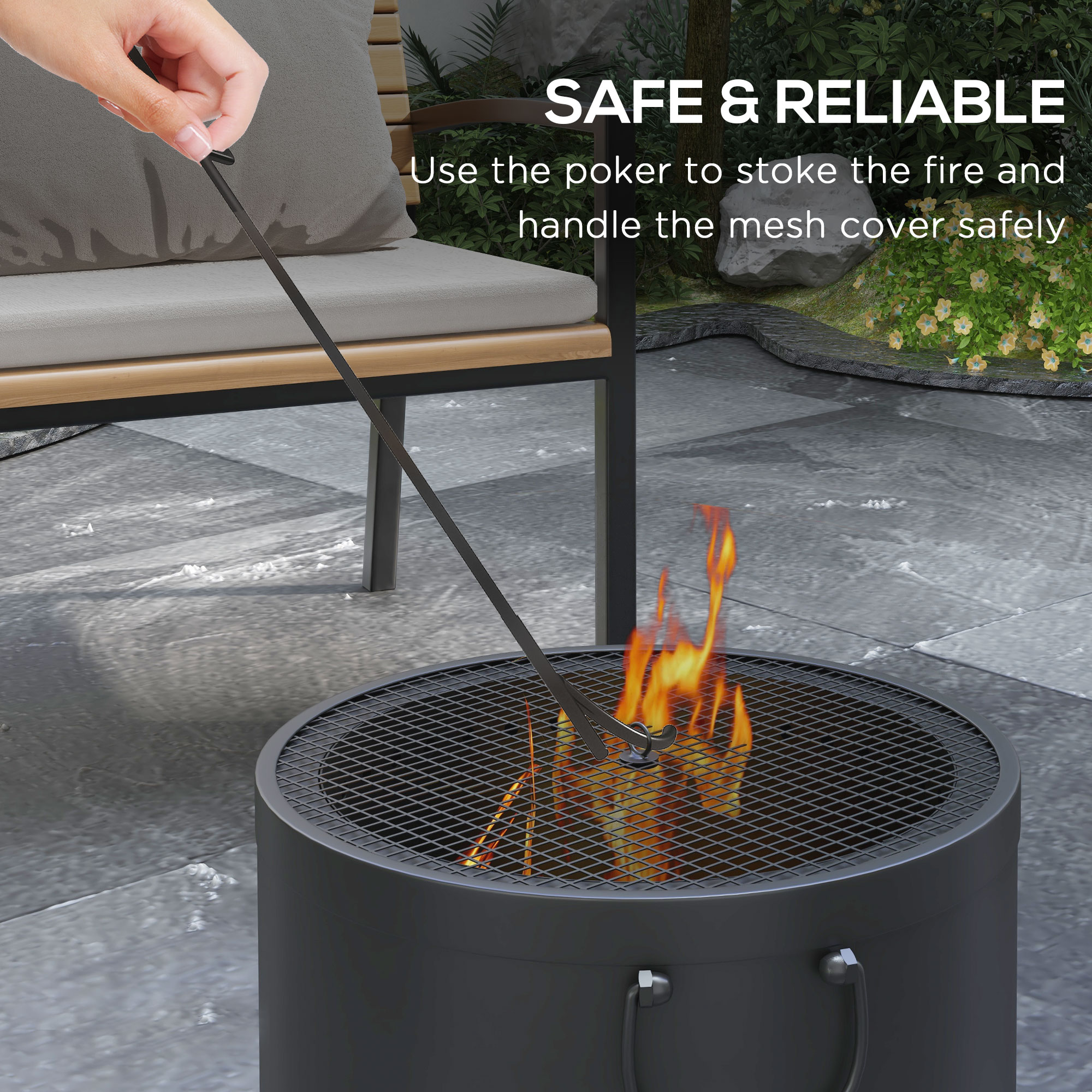 Smokeless Fire Pit,38cm Wood Burning Firepit With Spark